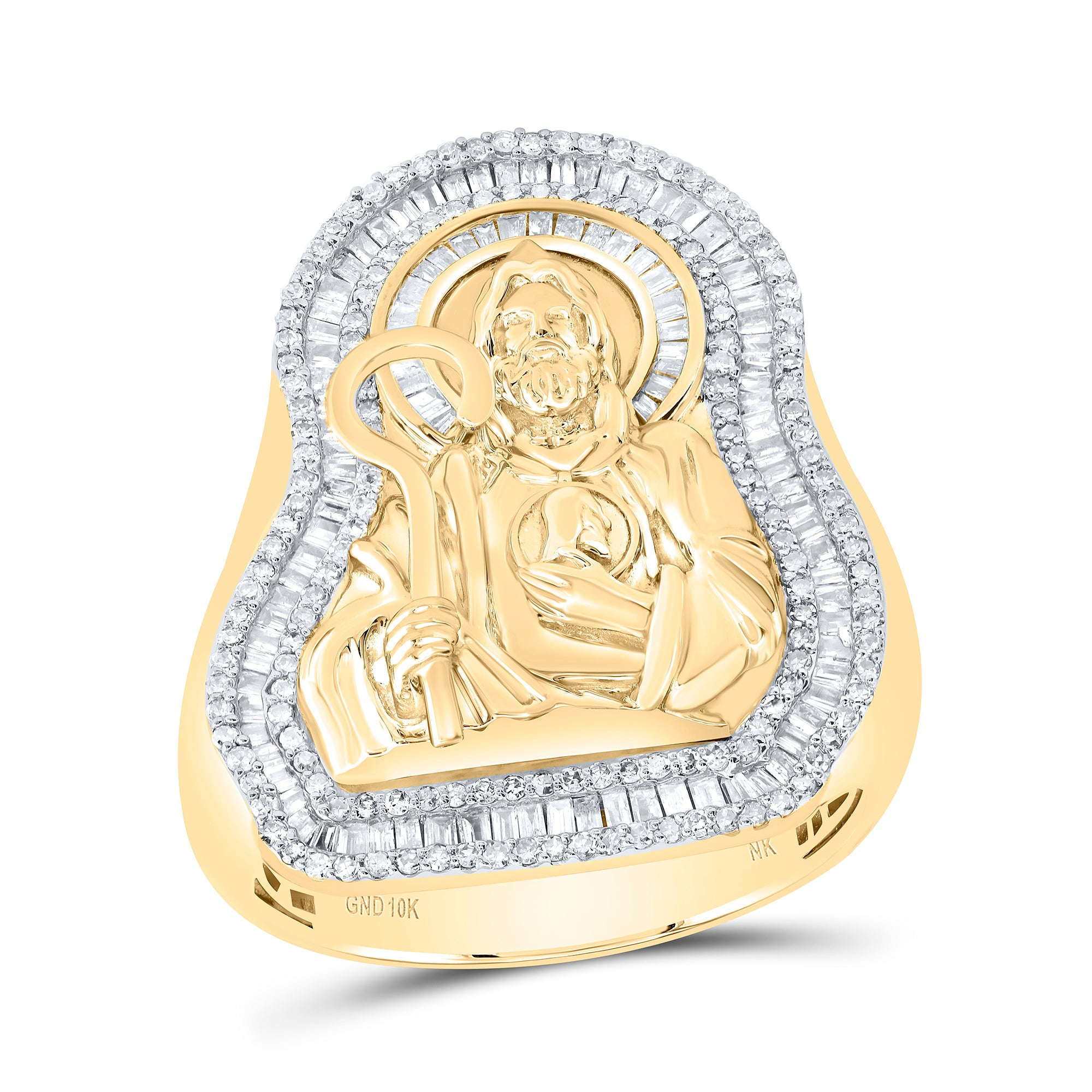 1Ctw-Nat Dia Nk St.Jude Mens Ring (13.42 grams)