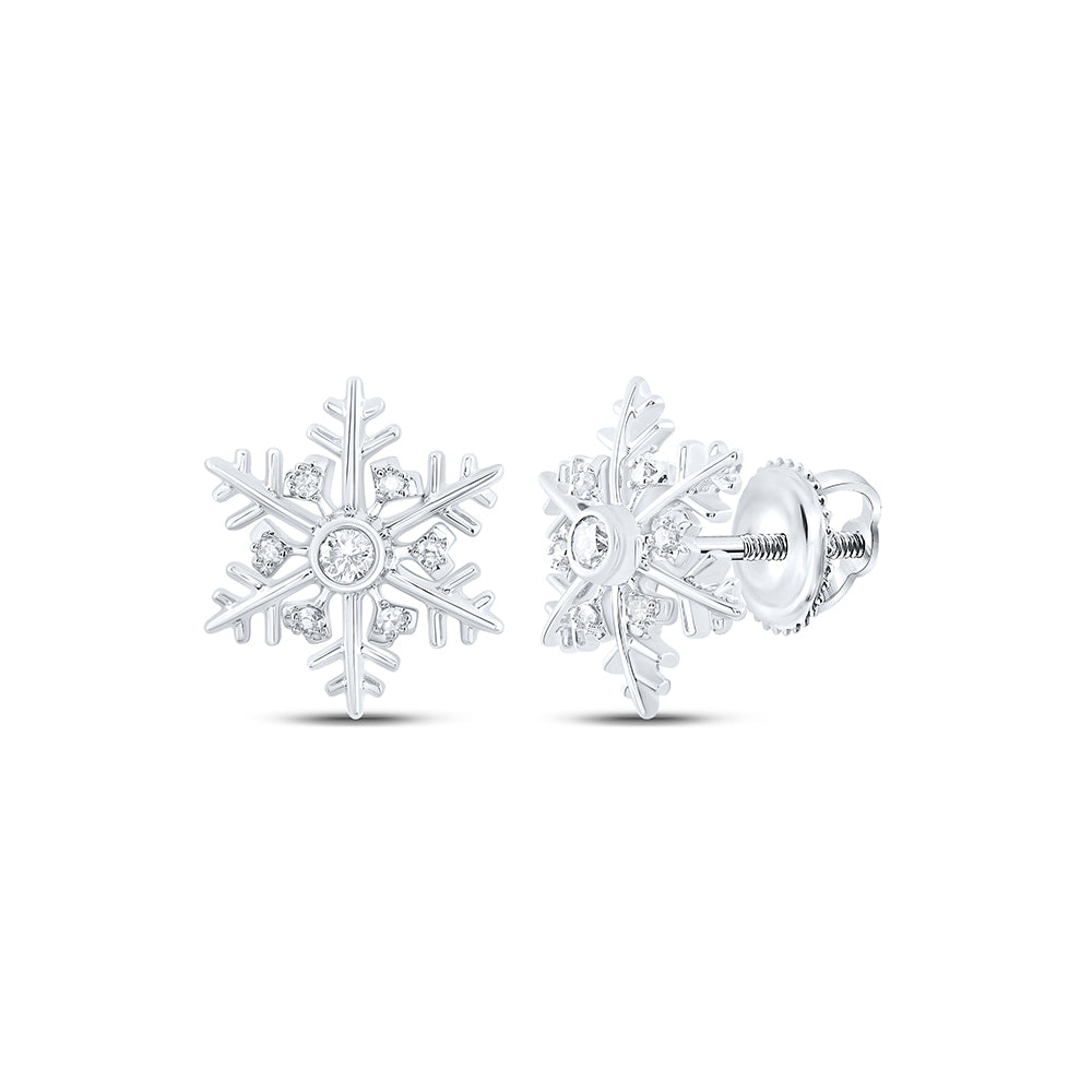 10Kt Gold 1/10Ctw-Dia Nk Fashion Snow Flake Earring