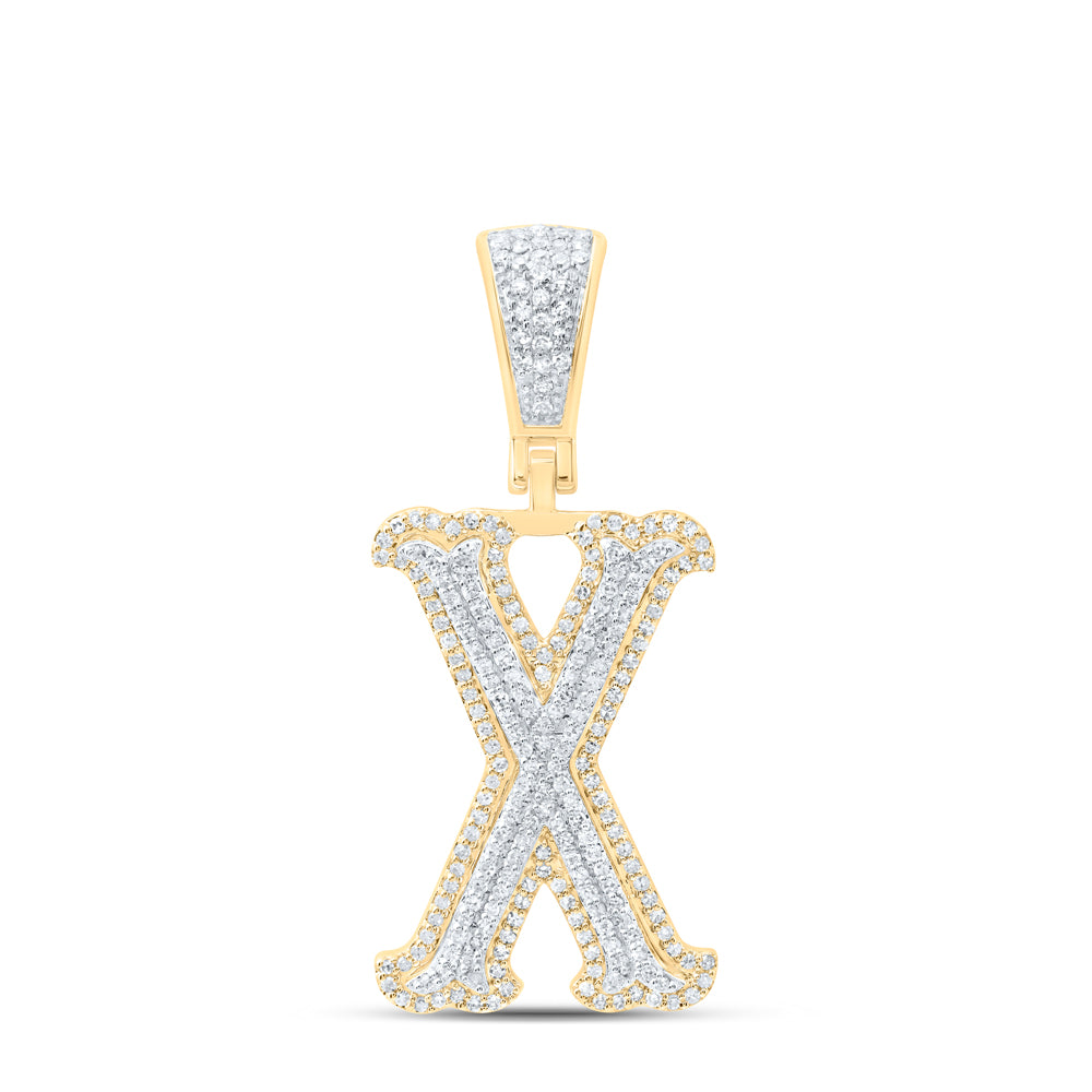 10Kt Gold 1/2Ctw-Dia Nk Fashion Initial X" Pendant"