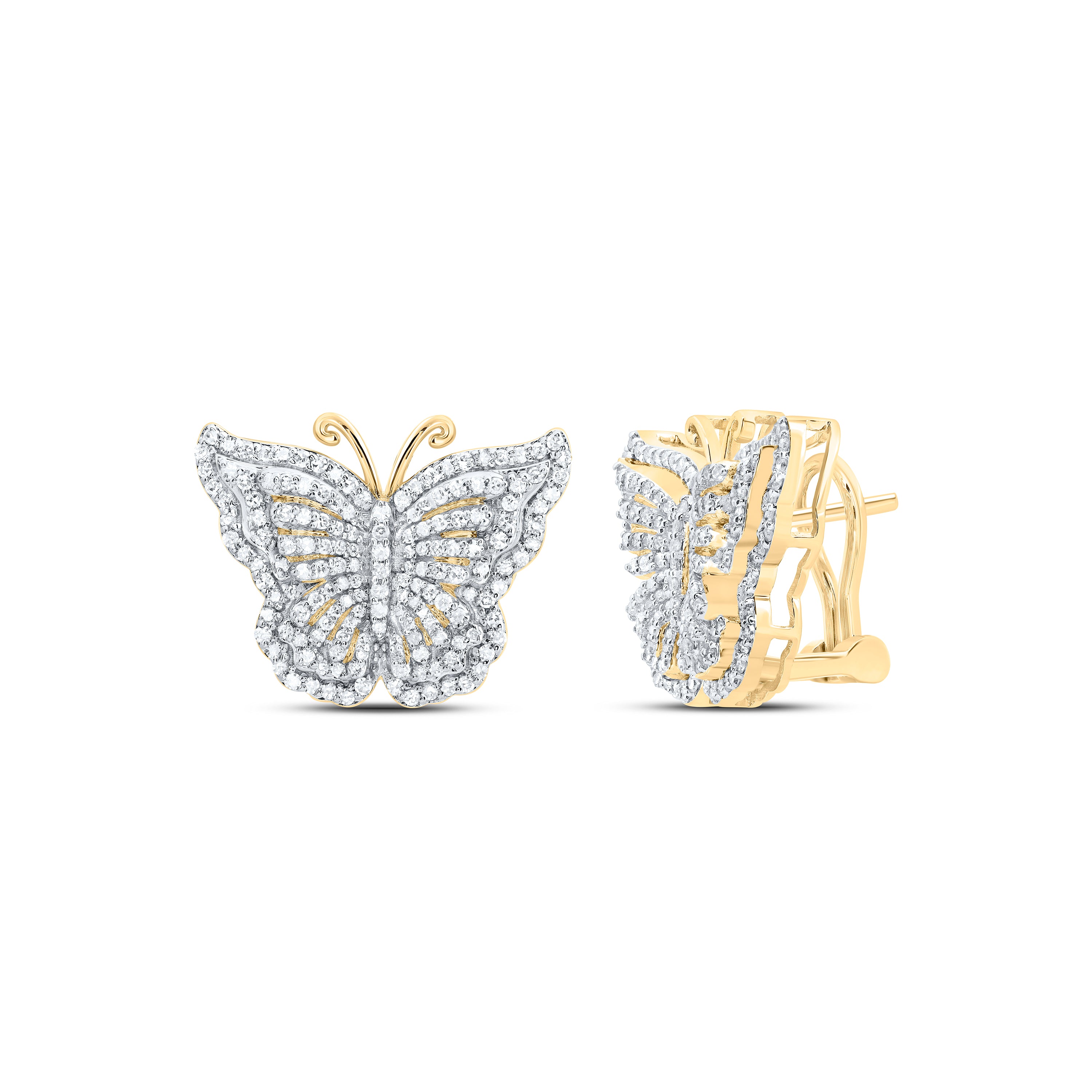 14Kt Gold 1 Ctw-Dia Nk Fashion Butterfly Earring