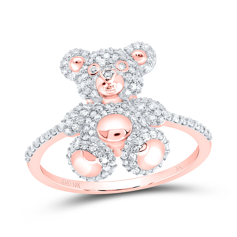 1/2Ctw-Nat Dia Nk Fashion Teddy Bear Ladies Ring (2.69 grams)