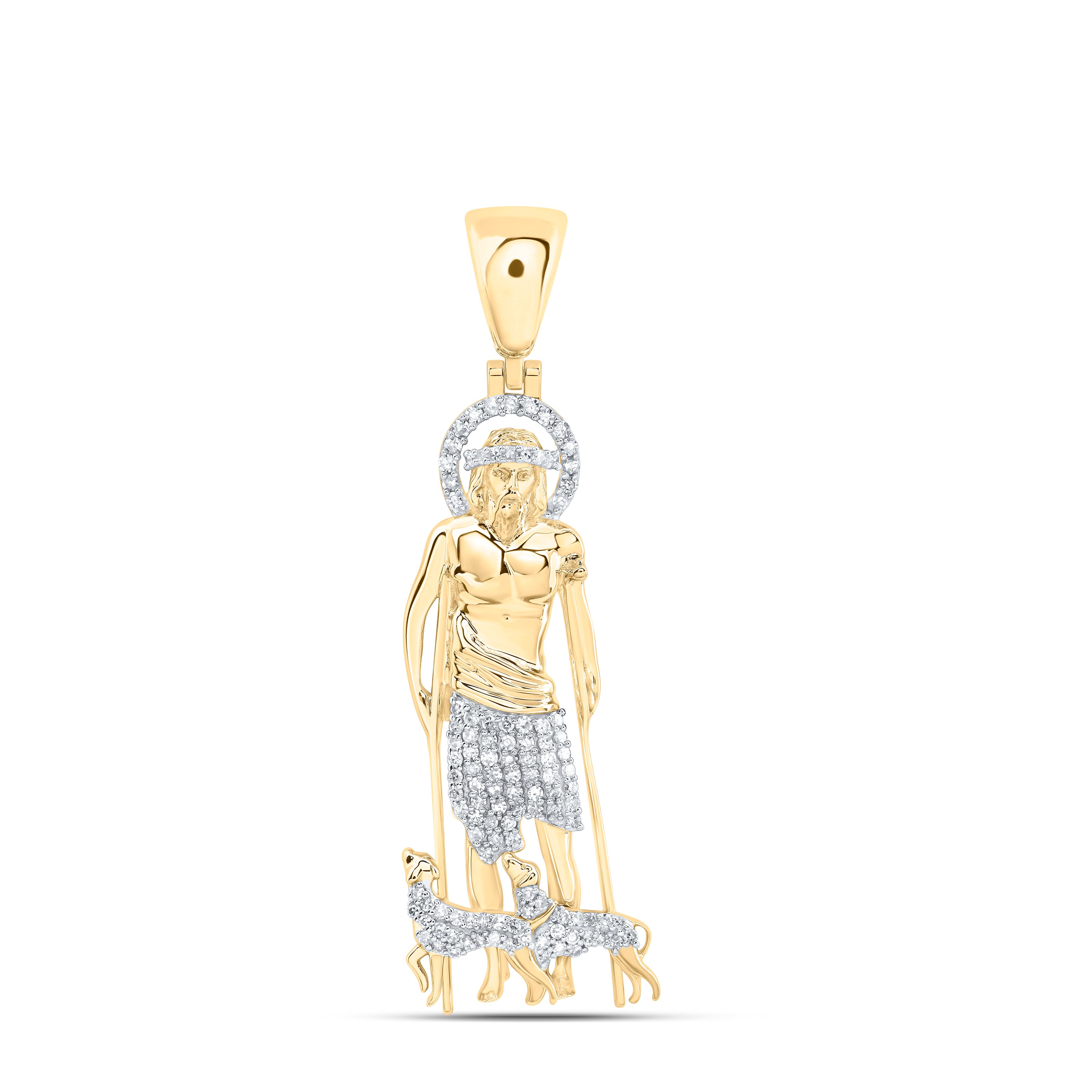 10Kt Gold 3/8Ctw-Dia Nk St Lazaro Mens Charm