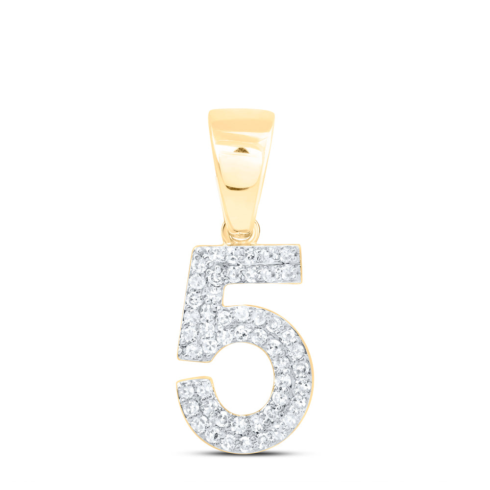 1/4Ctw-Nat Dia Nk Number "5" Fashion Pendant (1.293 grams)