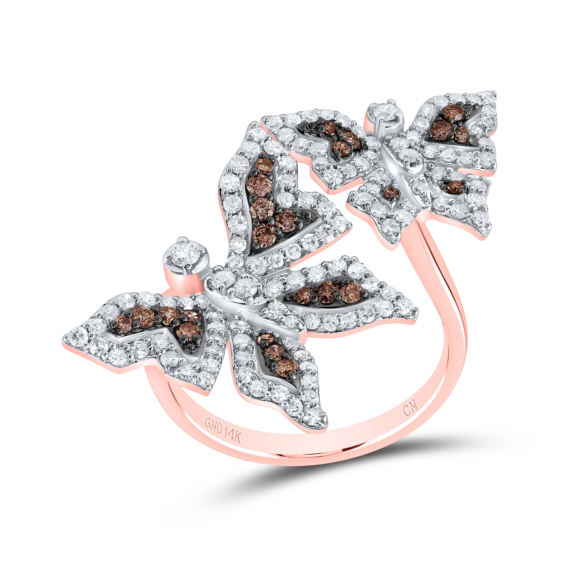 1Ctw-Nat Dia Cn Fashion Butterfly Ring (5.02 grams)