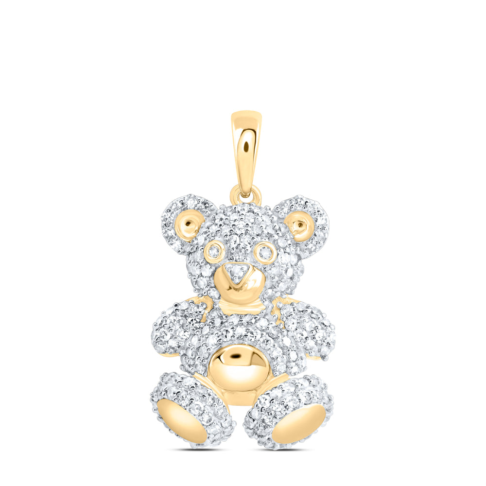 10Kt Gold 5/8Ctw-Dia Nk Fashion Teddy Bear Pendant