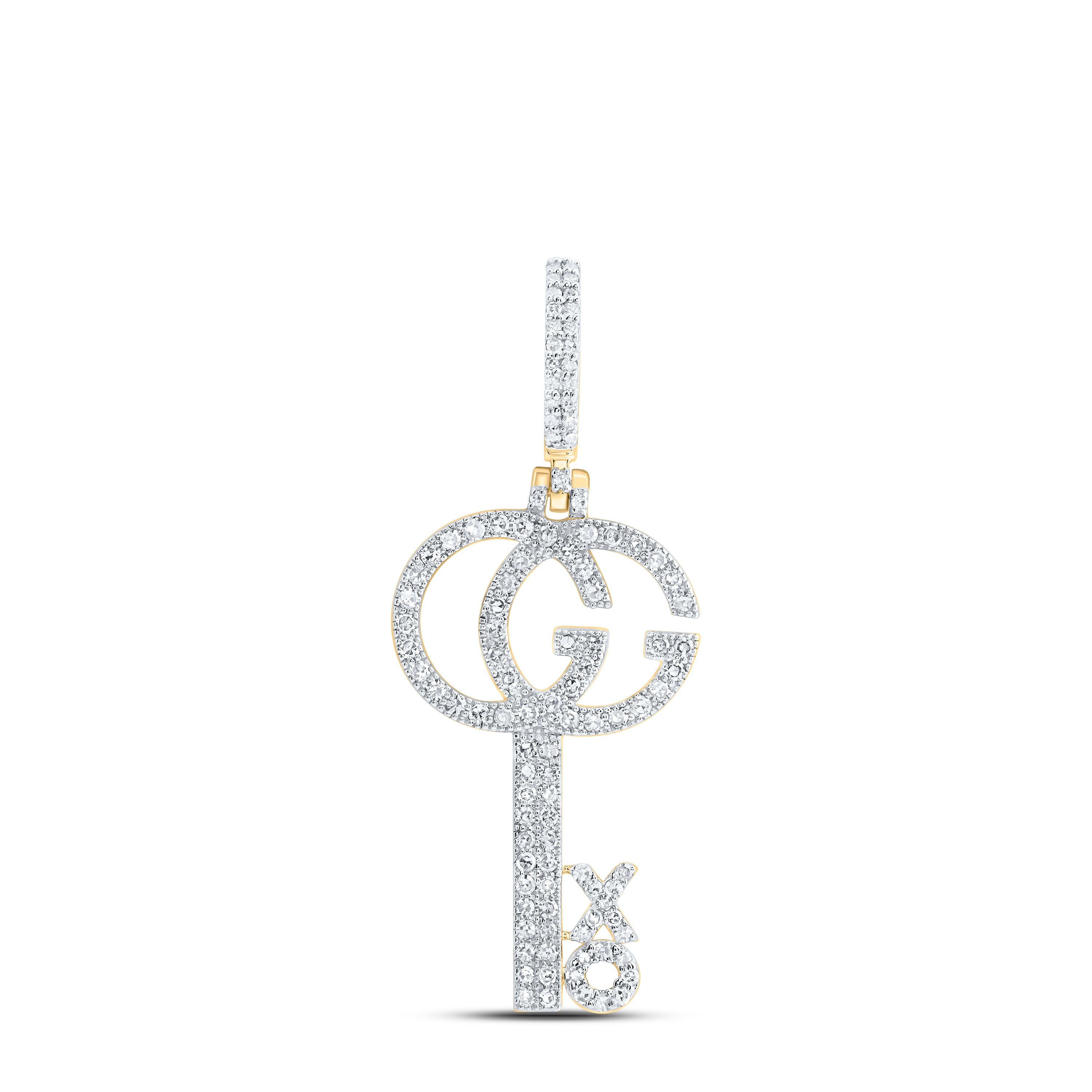 10Kt Gold 1/2Ctw-Dia Nk Fashion Xo Key Mens Charm