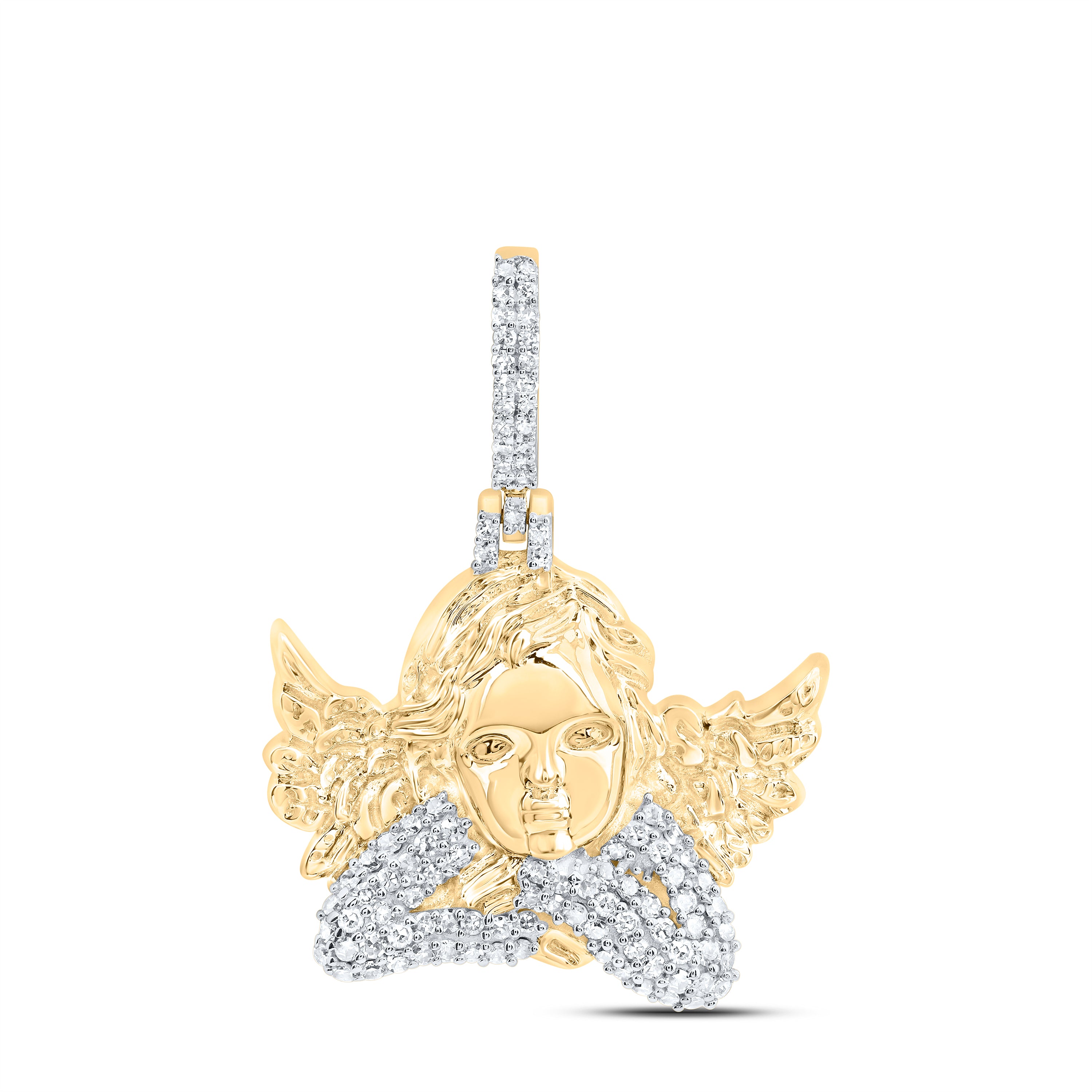 10Kt Gold 3/8Ctw-Dia Nk Fashion Angel Pendant