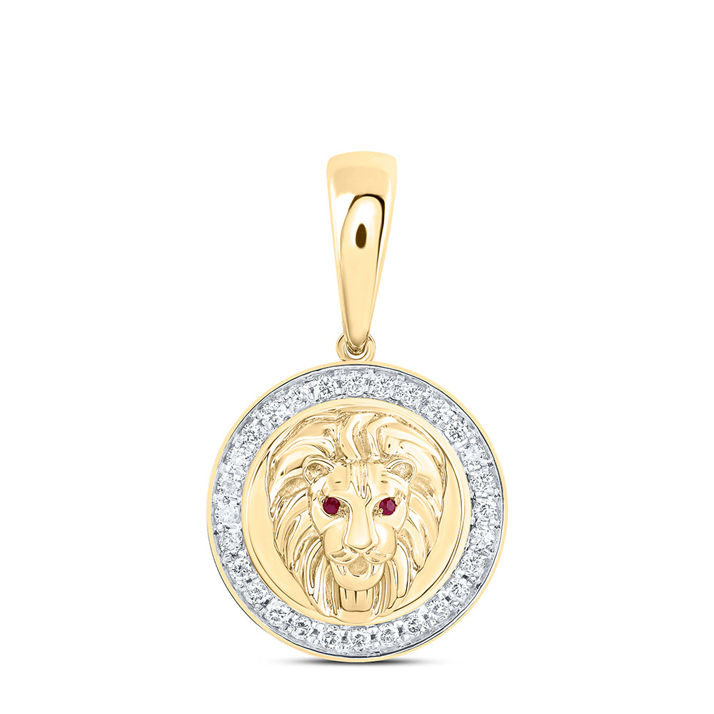 10Kt Gold 1/2Ctw-Dia Nk Lion Face Mens Charm