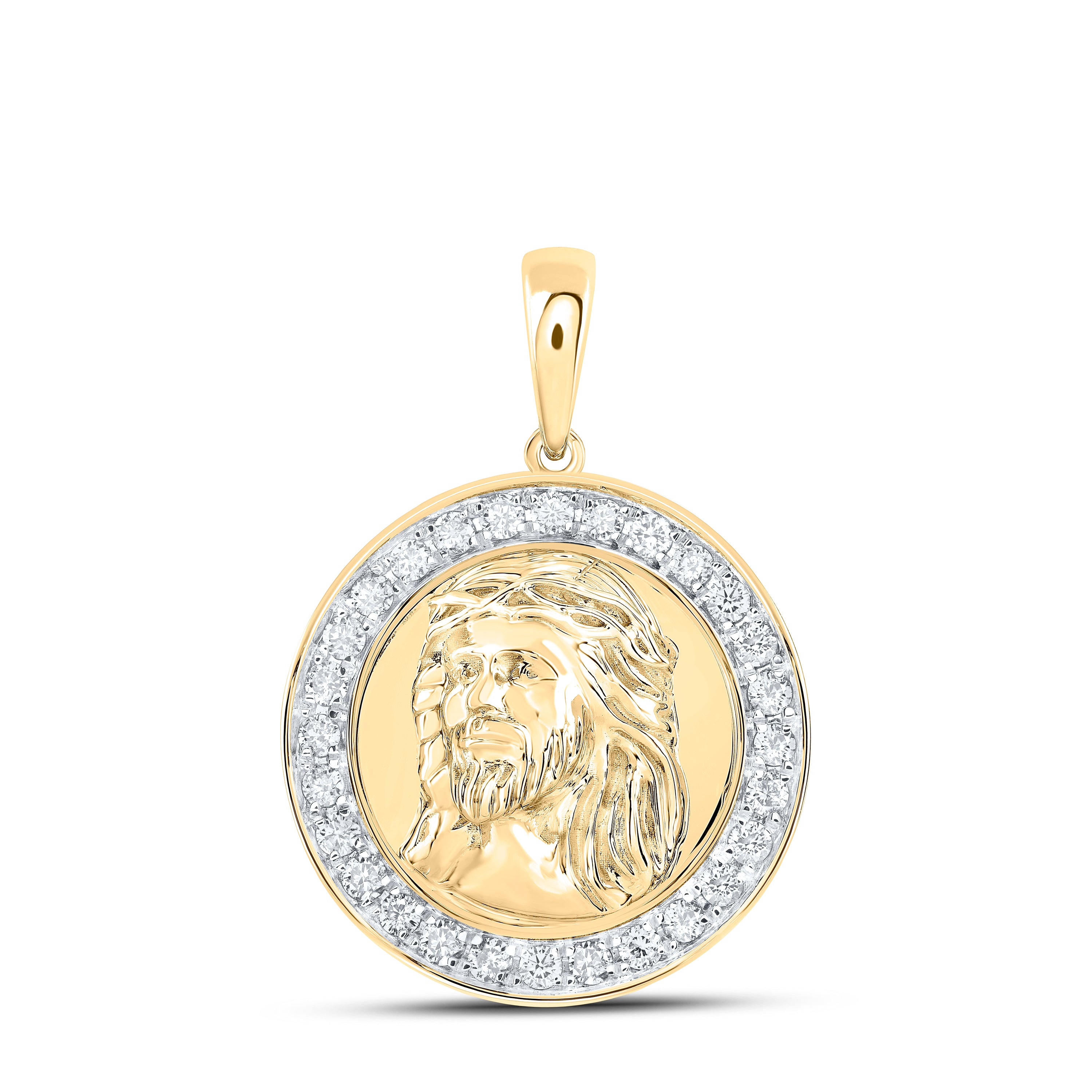 10Kt Gold 1/2Ctw-Dia Nk Jesus Mens Charm