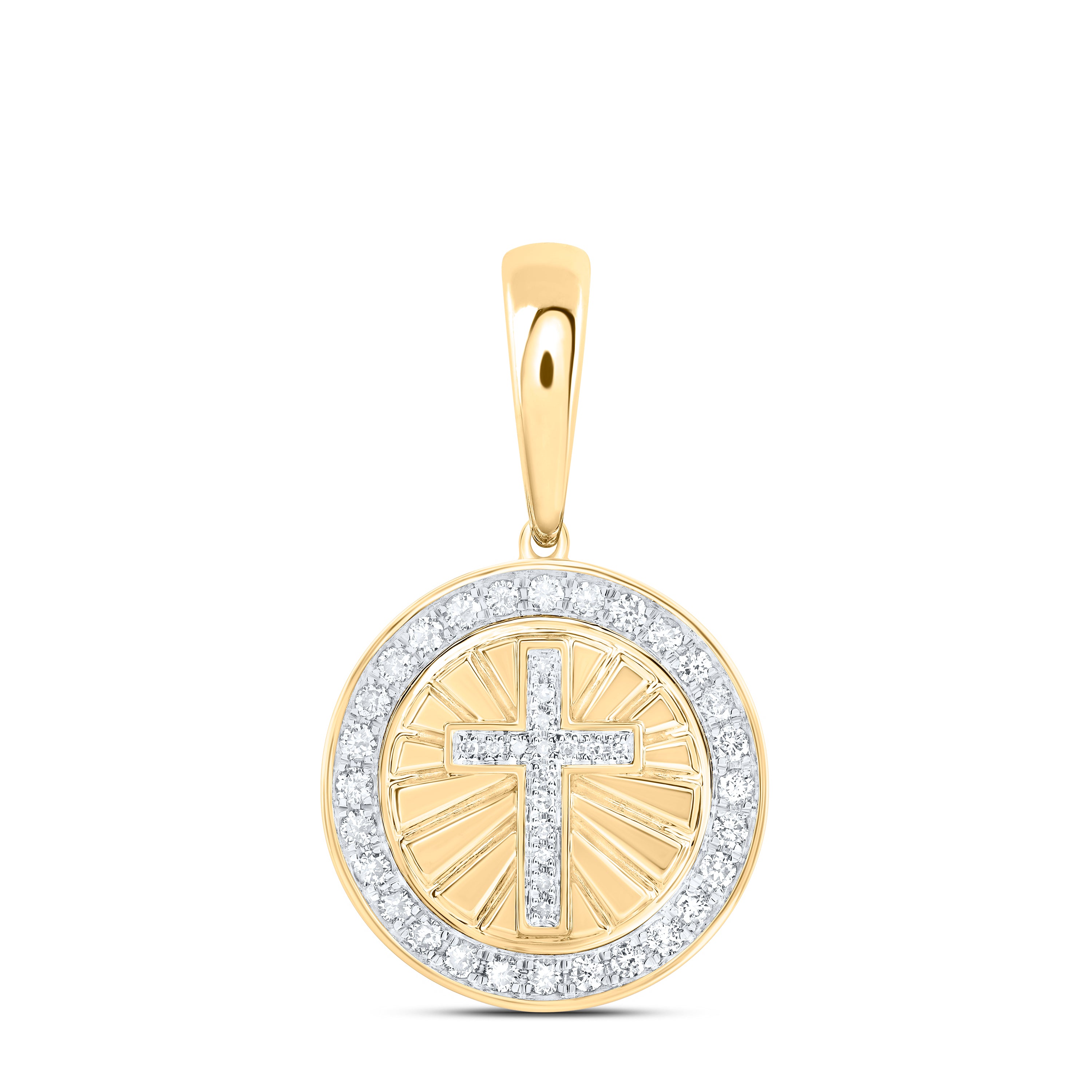 10Kt Gold 1/2Ctw-Dia Nk Cross Mens Charm