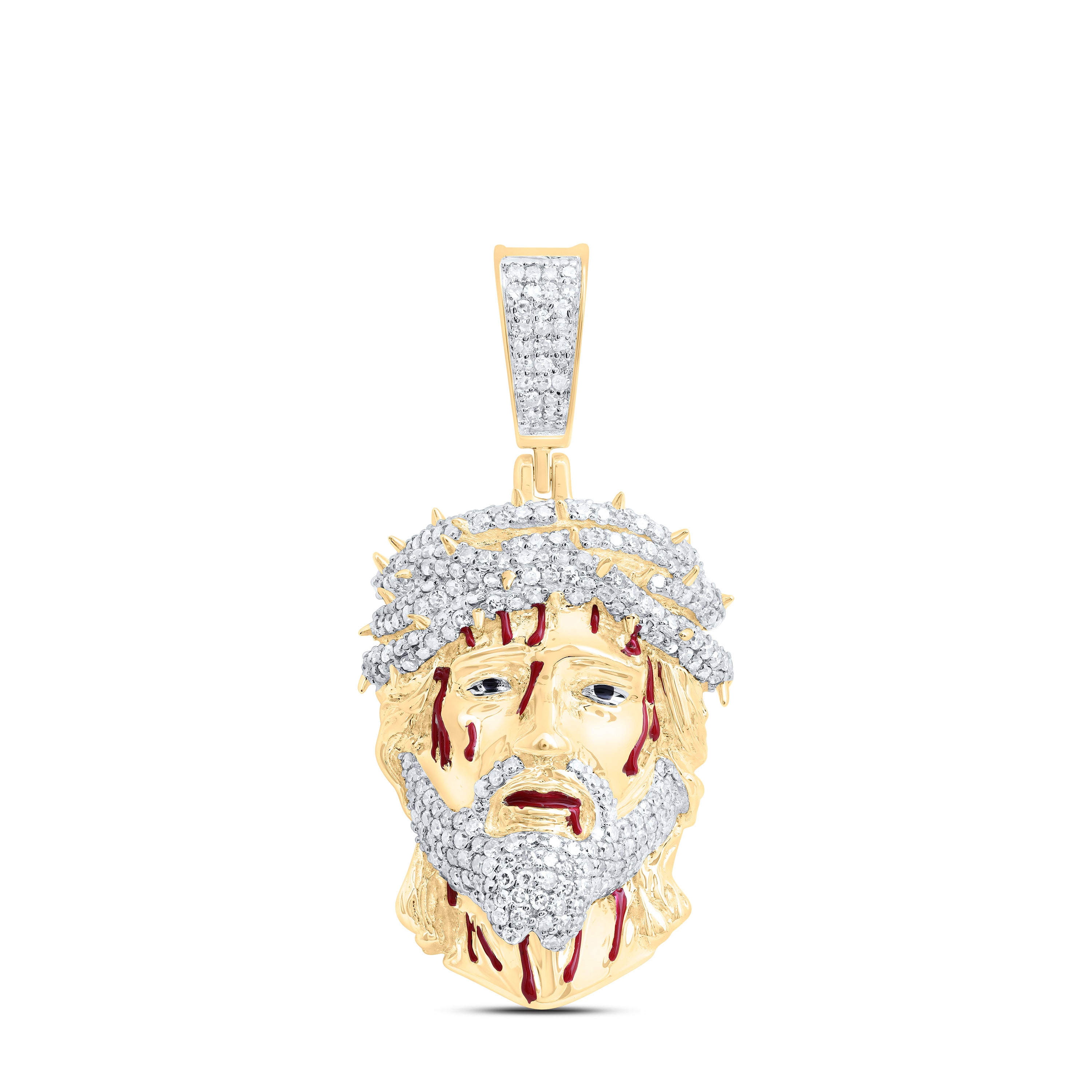 10Kt Gold 7/8Ctw-Dia Nk Jesus Face Mens Charm