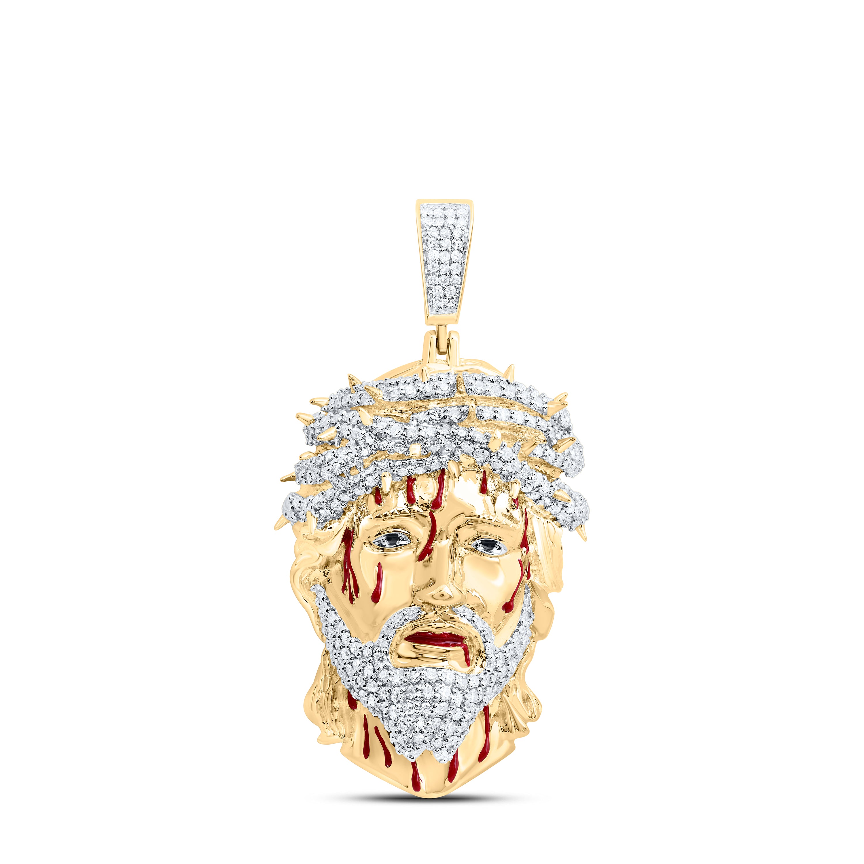 10Kt Gold 1 1/5Ctw-Dia Nk Jesus Face Mens Charm