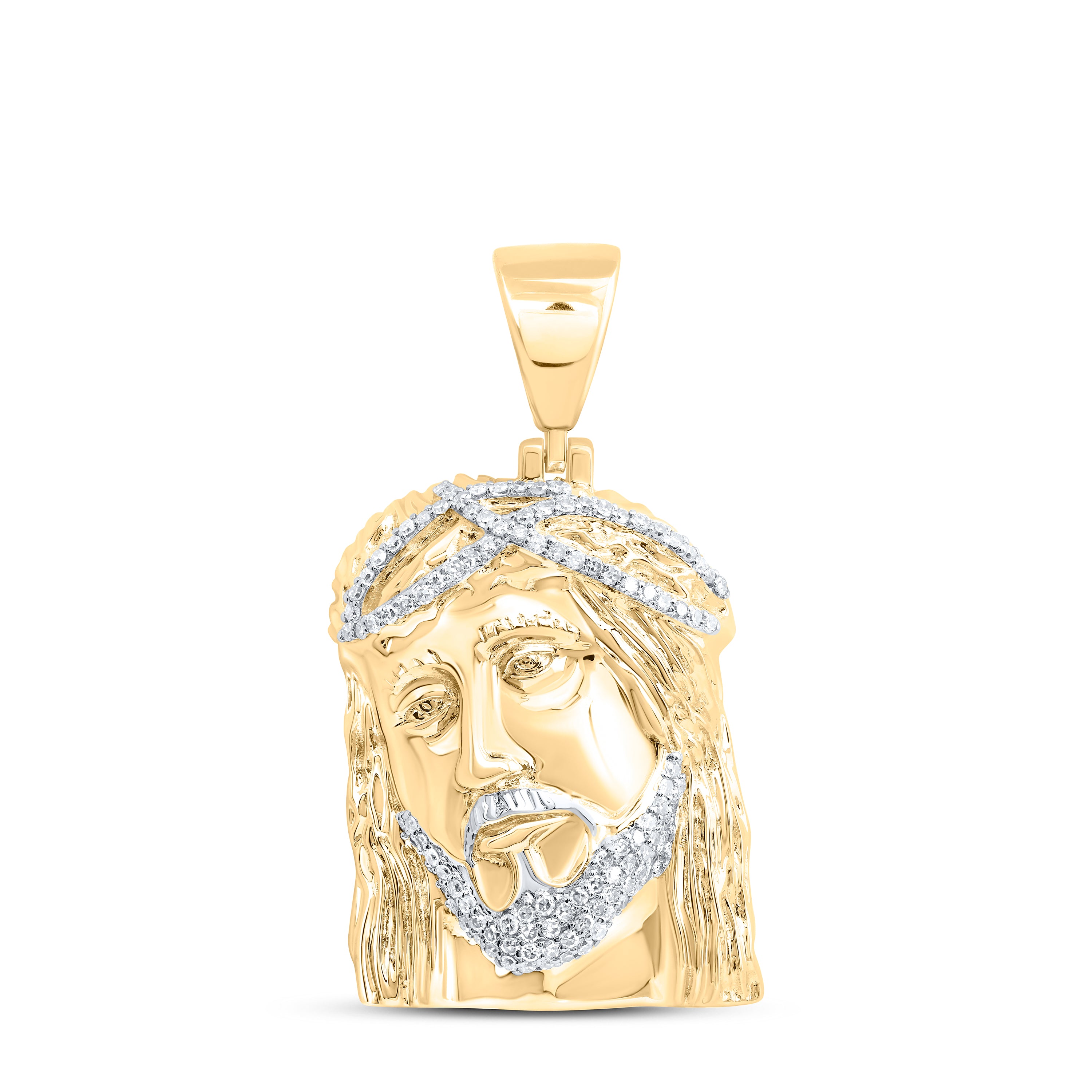 10Kt Gold 1/3Ctw-Dia Nk Jesus Face Mens Charm