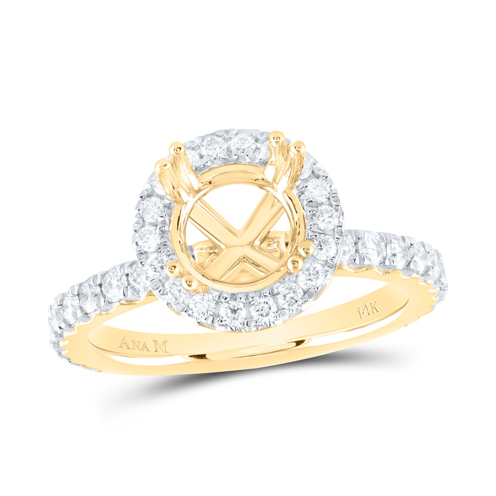 3/4Ctw-Nat Dia Ana M 1 1/2Ct-Crd Semi-Mount Single Halo Engagement Ring (5.5 grams)