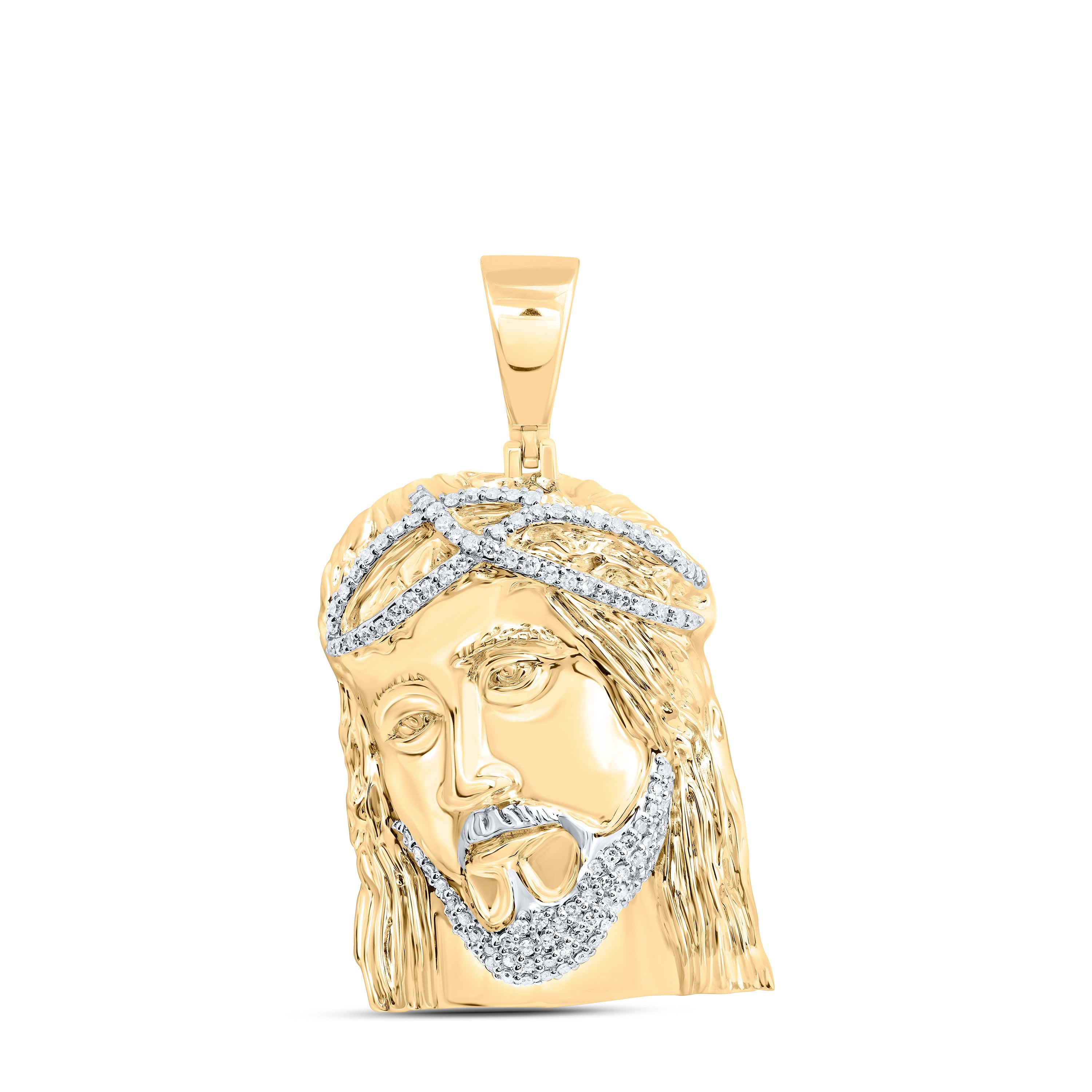 10Kt Gold 5/8Ctw-Dia Nk Jesus Face Mens Charm