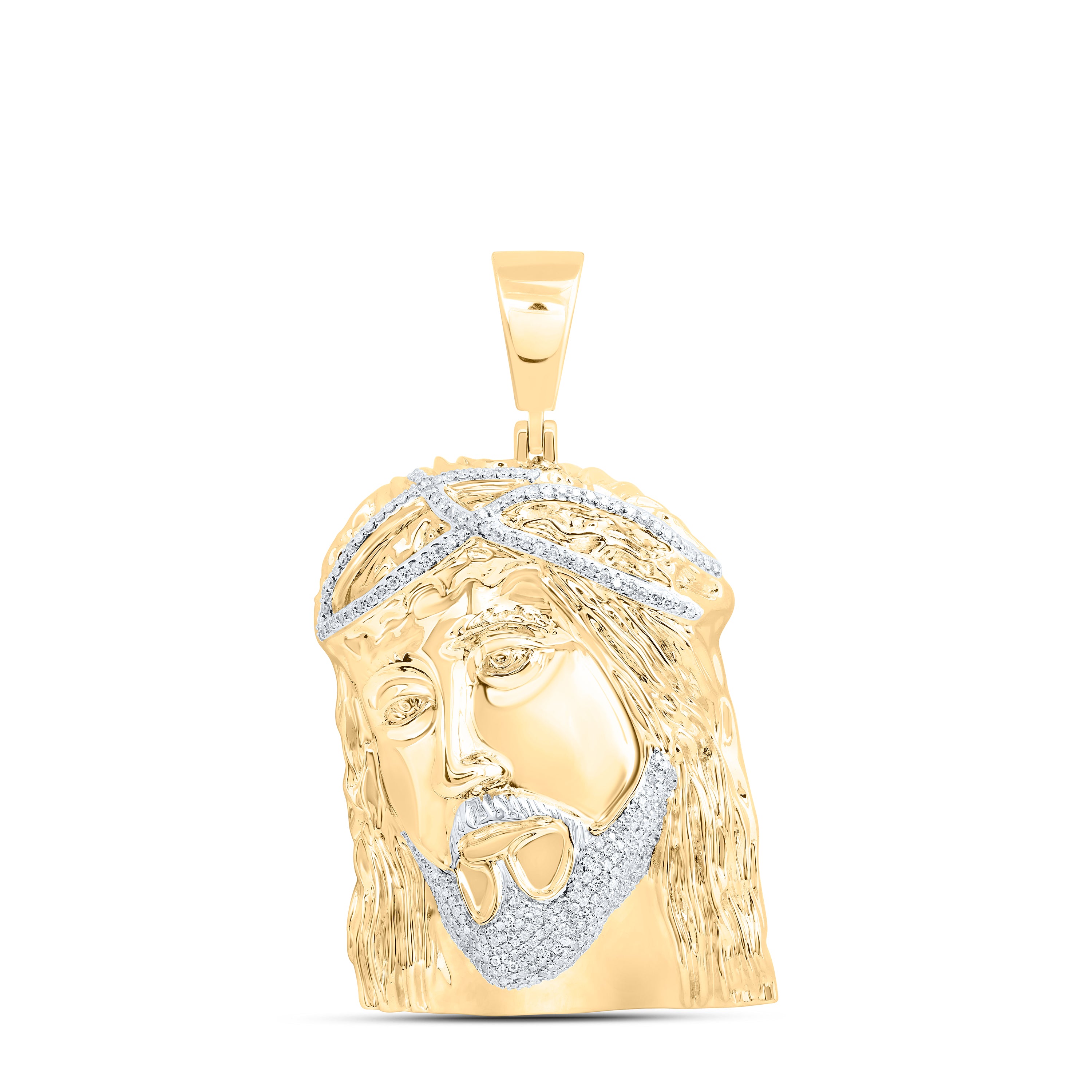 10Kt Gold 1Ctw-Dia Nk Jesus Face Mens Charm