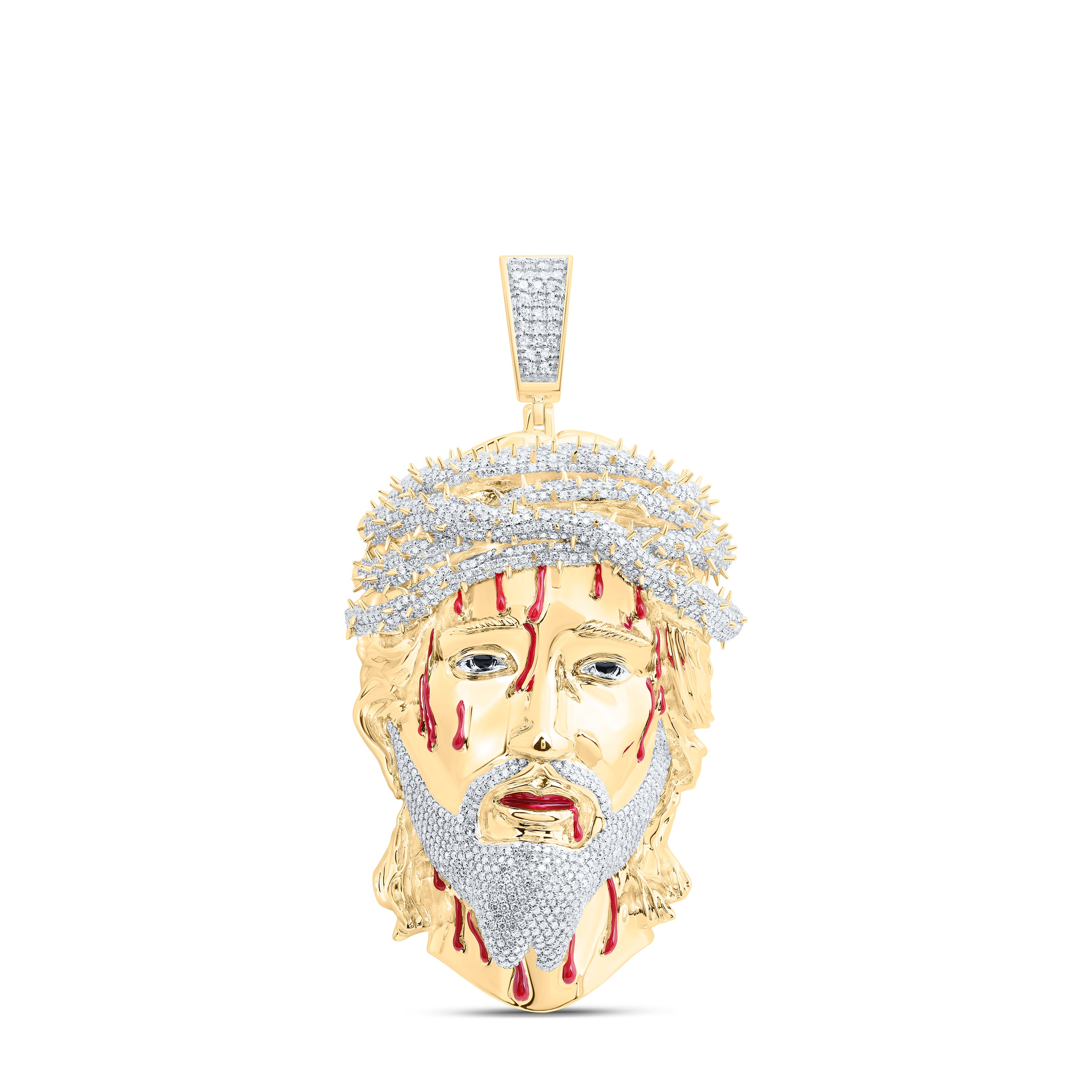 10Kt Gold 3 3/4Ctw-Dia Nk Jesus Face Mens Charm