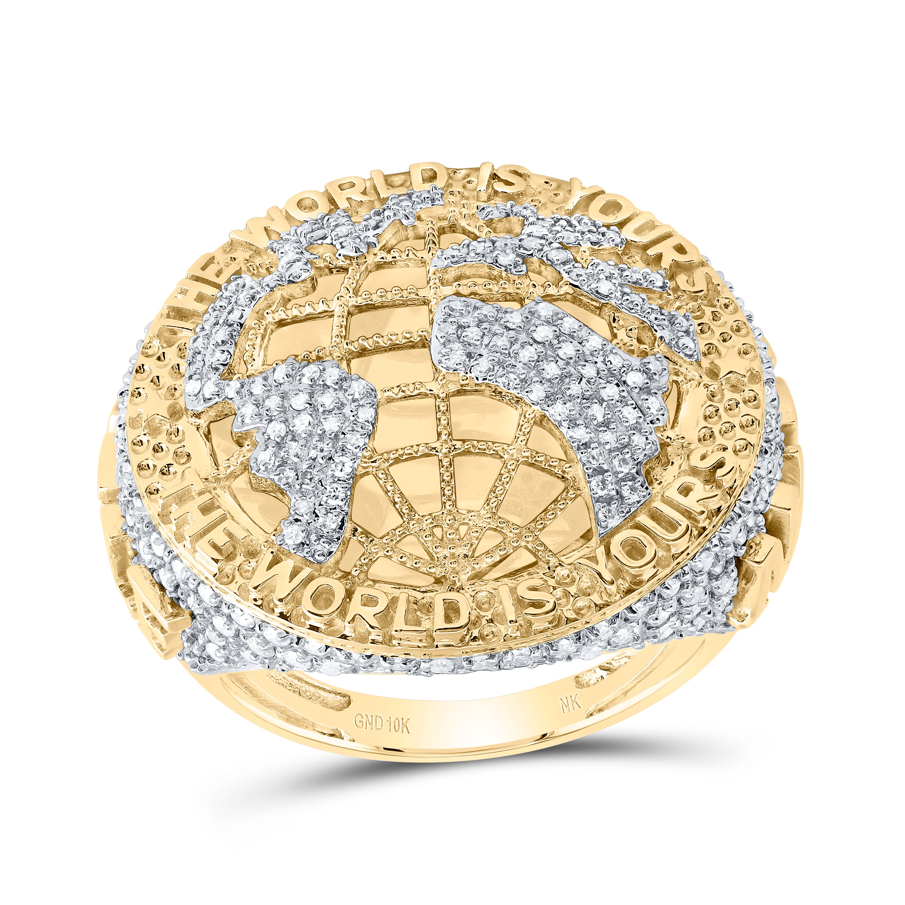1 3/8Ctw-Nat Dia Nk "The World Is Yours" Mens Ring (11.75 grams)