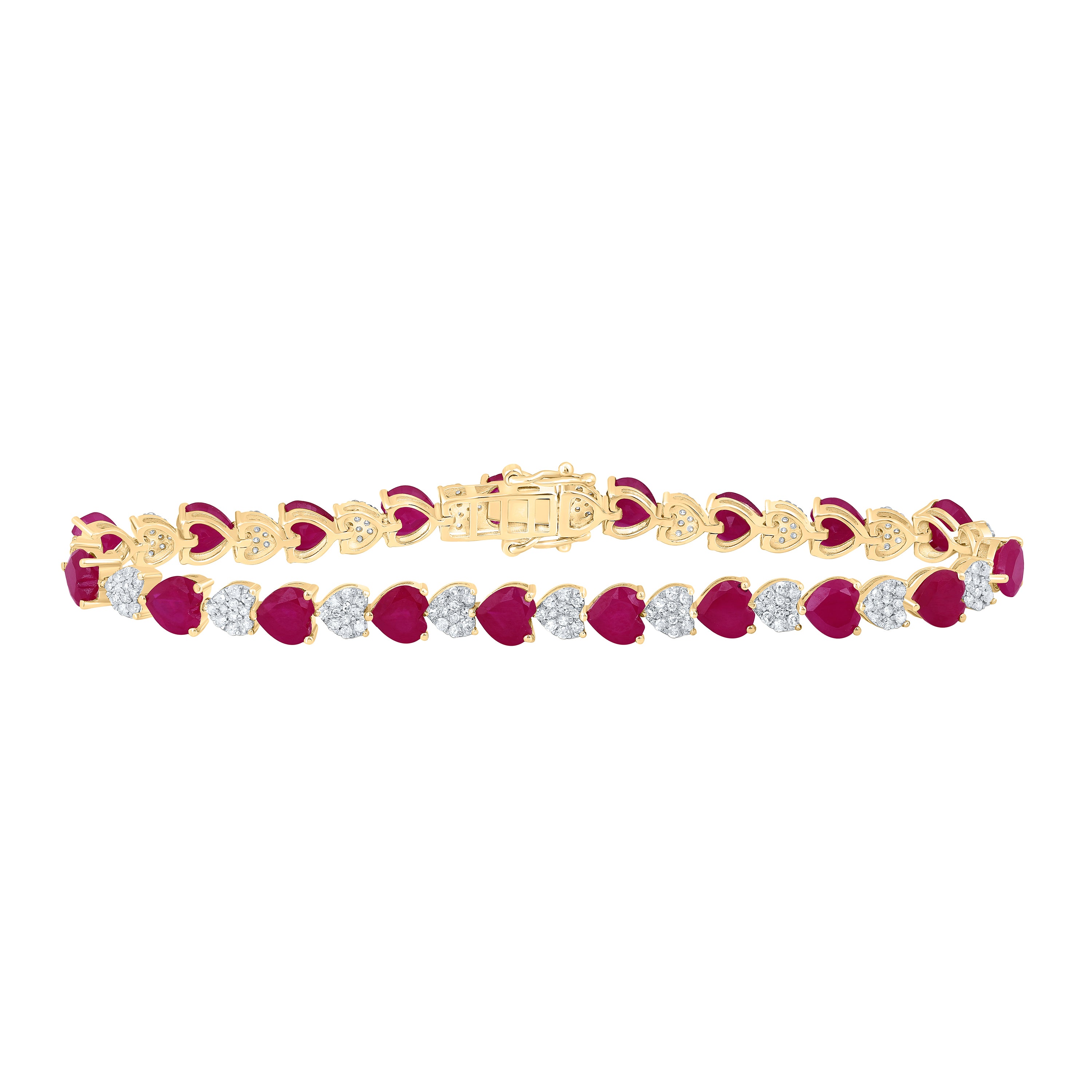 10Kt Gold 1 1/5Ctw-Dia P1 5X5 Mm Heart-Ru Synthetic Bracelet(7 Inch)