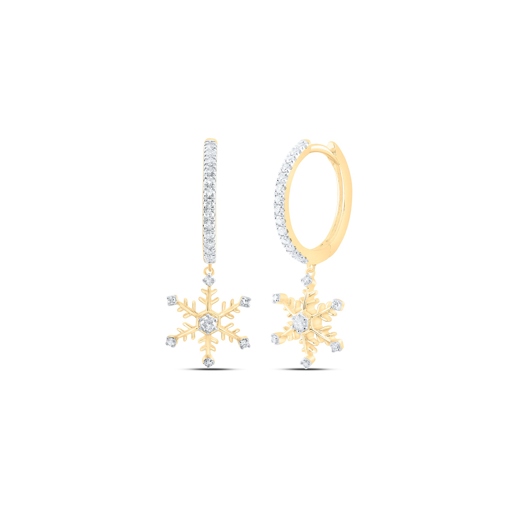 10Kt Gold 1/3Ctw-Dia Nk Fashion Snow Flake Dangling Earring