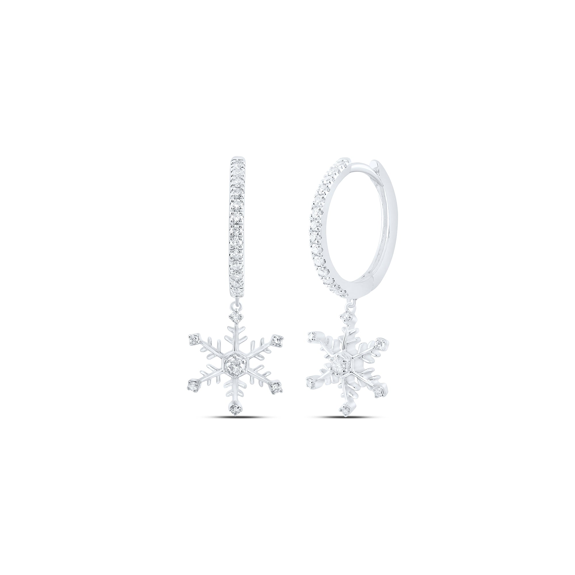 10Kt Gold 1/3Ctw-Dia Nk Fashion Snow Flake Dangling Earring