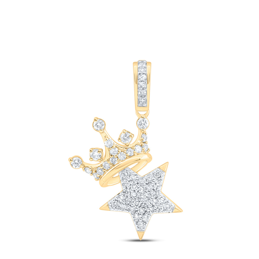 10Kt Gold 1/3Ctw-Dia Nk Fashion Crown Star Ladies Pendant