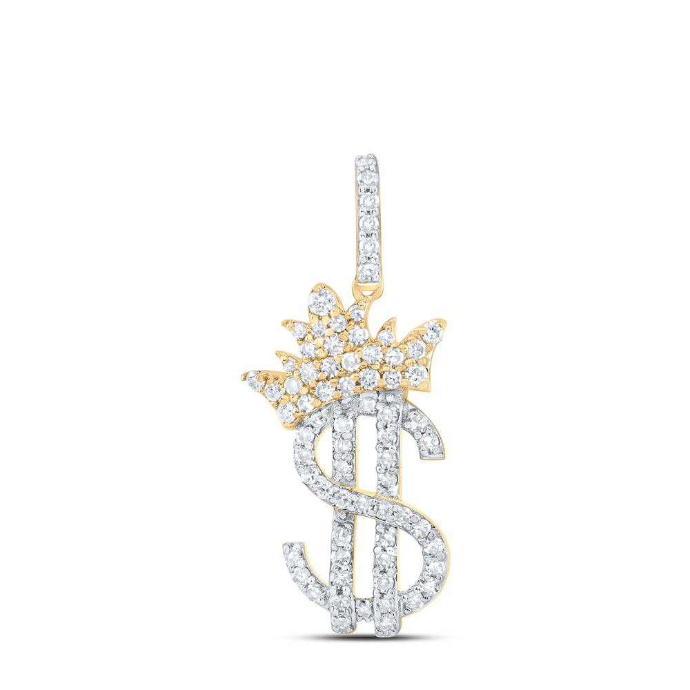 10Kt Gold 3/8Ctw-Dia Nk Fashion Crown Dollar Sign Ladies Pendant