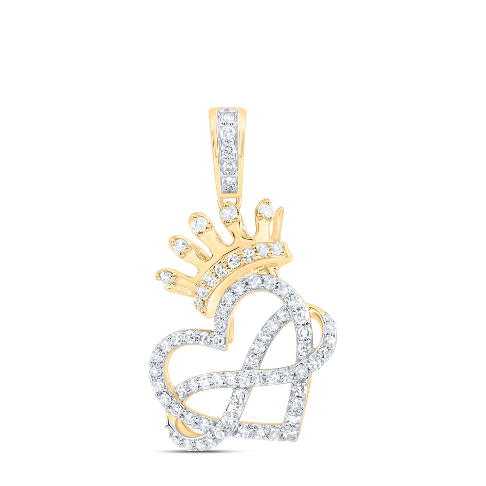 10Kt Gold 3/8Ctw-Dia Nk Fashion Crown Infinity Heart Ladies Pendant