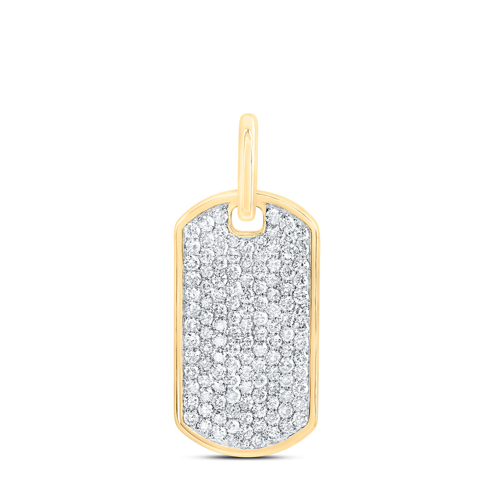 10Kt Gold 2Ctw-Dia Nk Dog Tag Men'S Charm