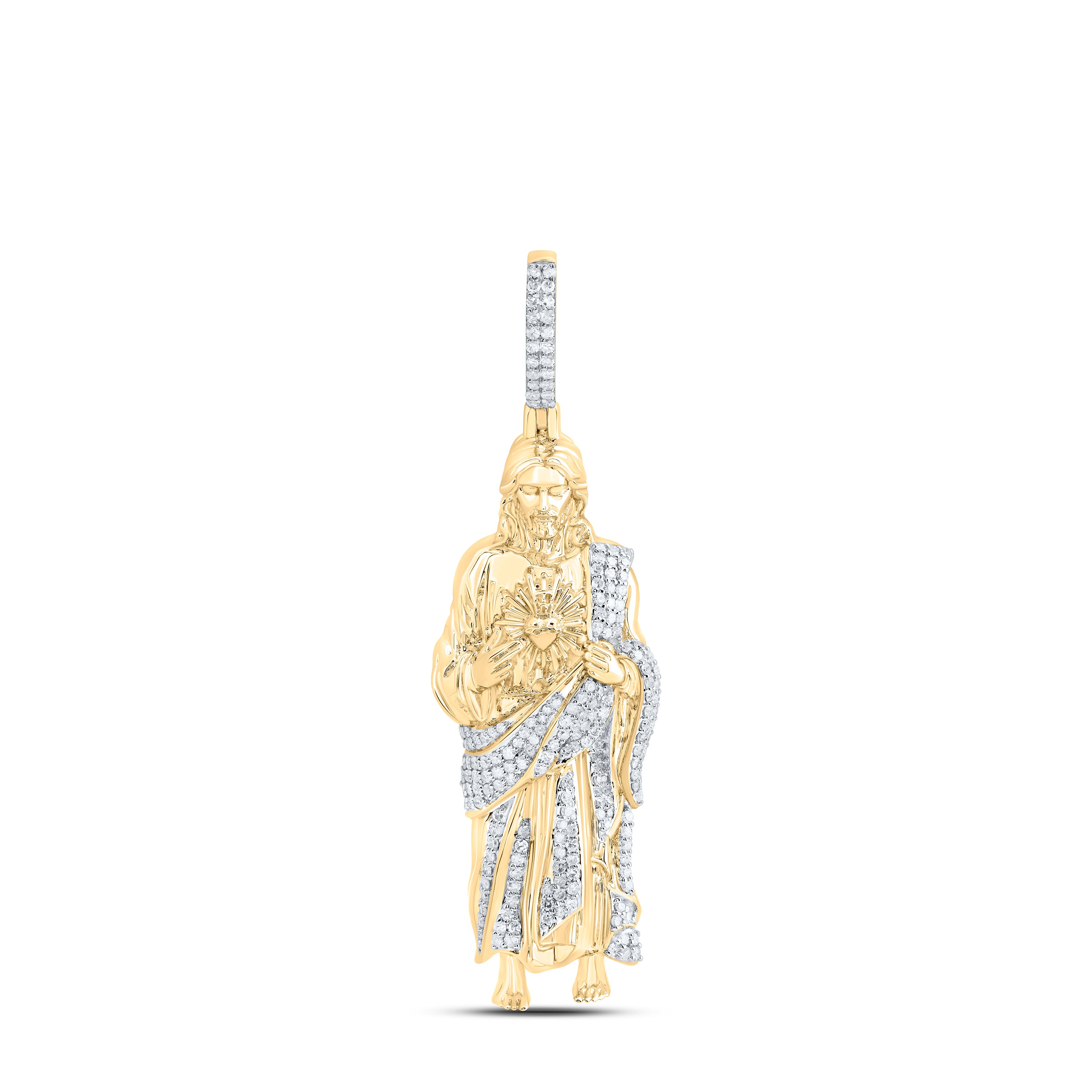 10Kt Gold 1Ctw-Dia P1 Jesus Mens Charm