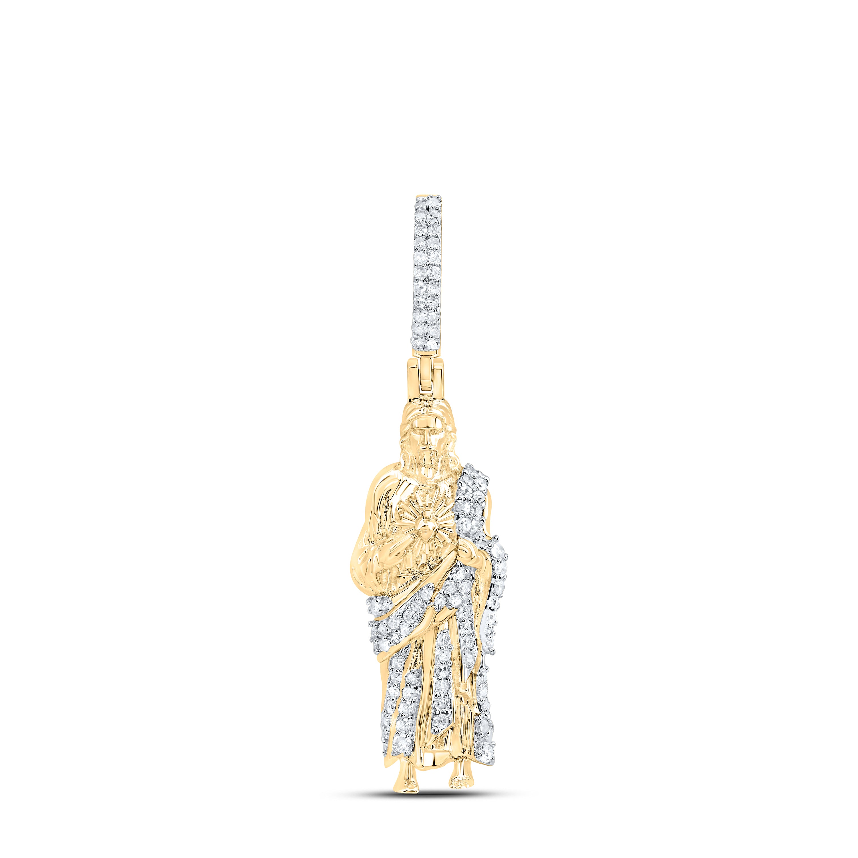 10Kt Gold 1/4Ctw-Dia P1 Jesus Mens Charm