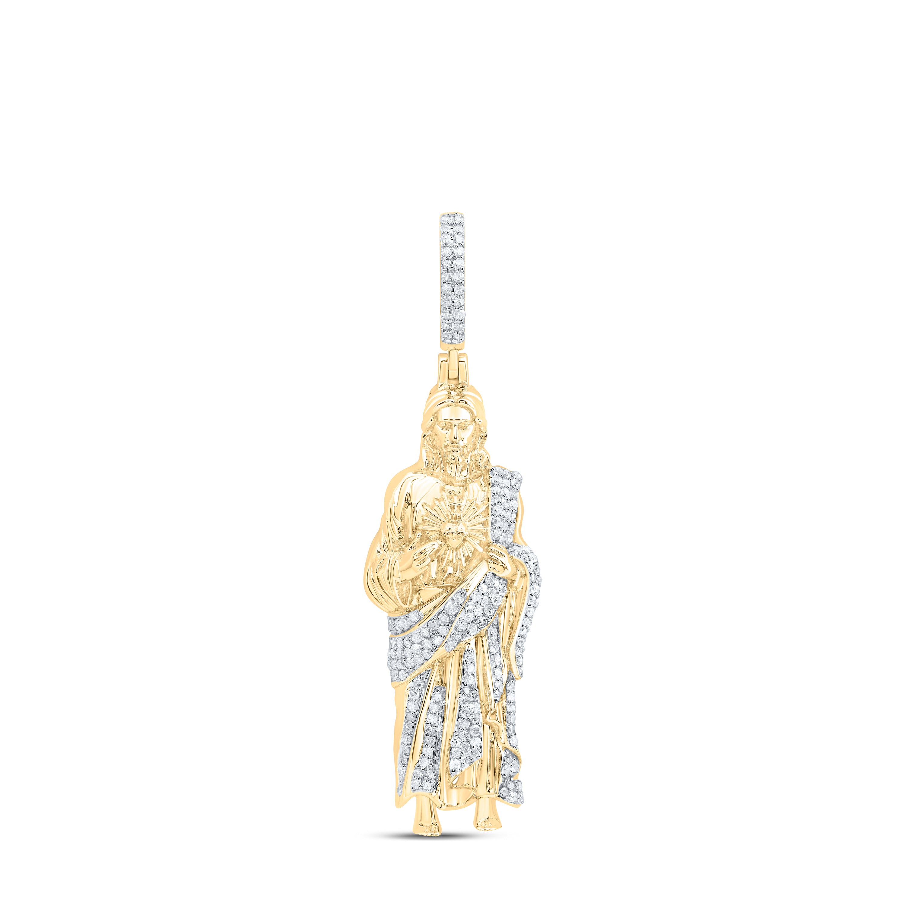 10Kt Gold 5/8Ctw-Dia P1 Jesus Mens Charm