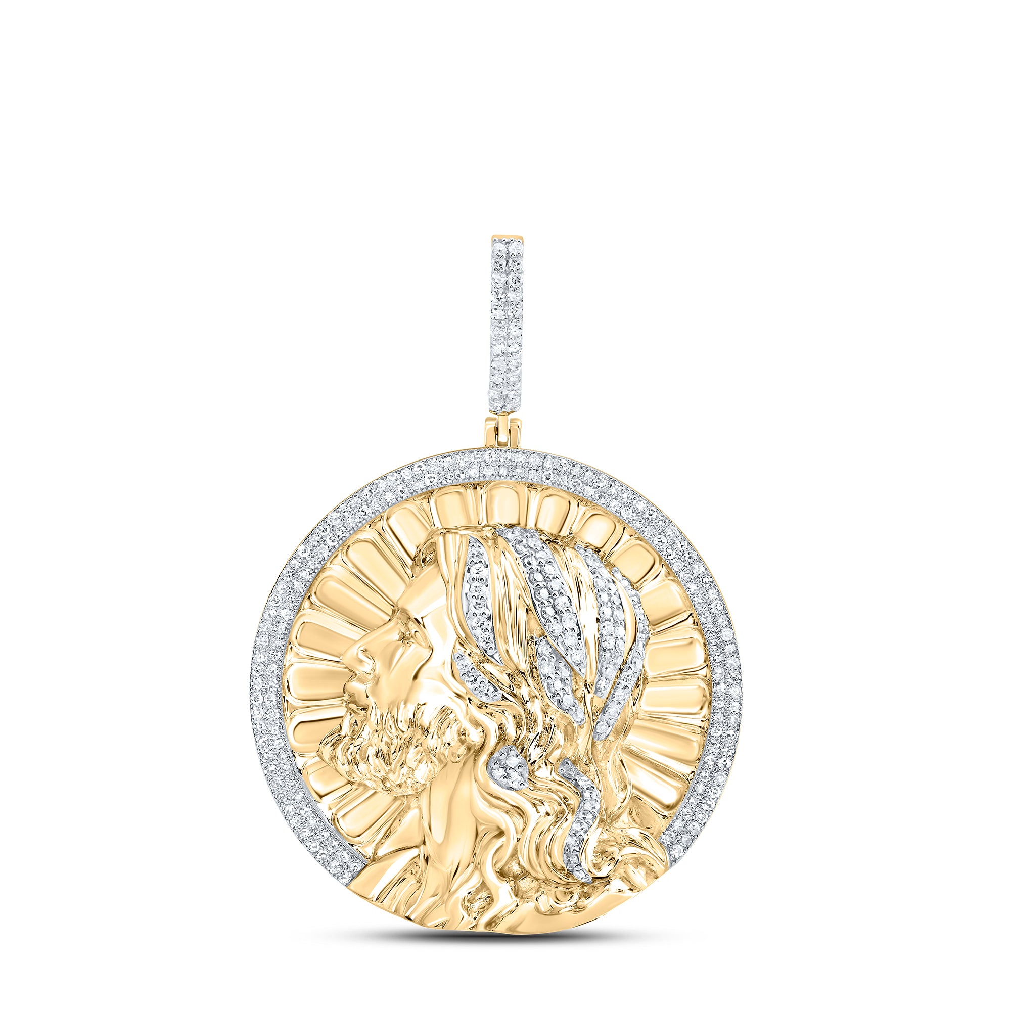 10Kt Gold 1Ctw-Dia Nk Jesus Mens Charm