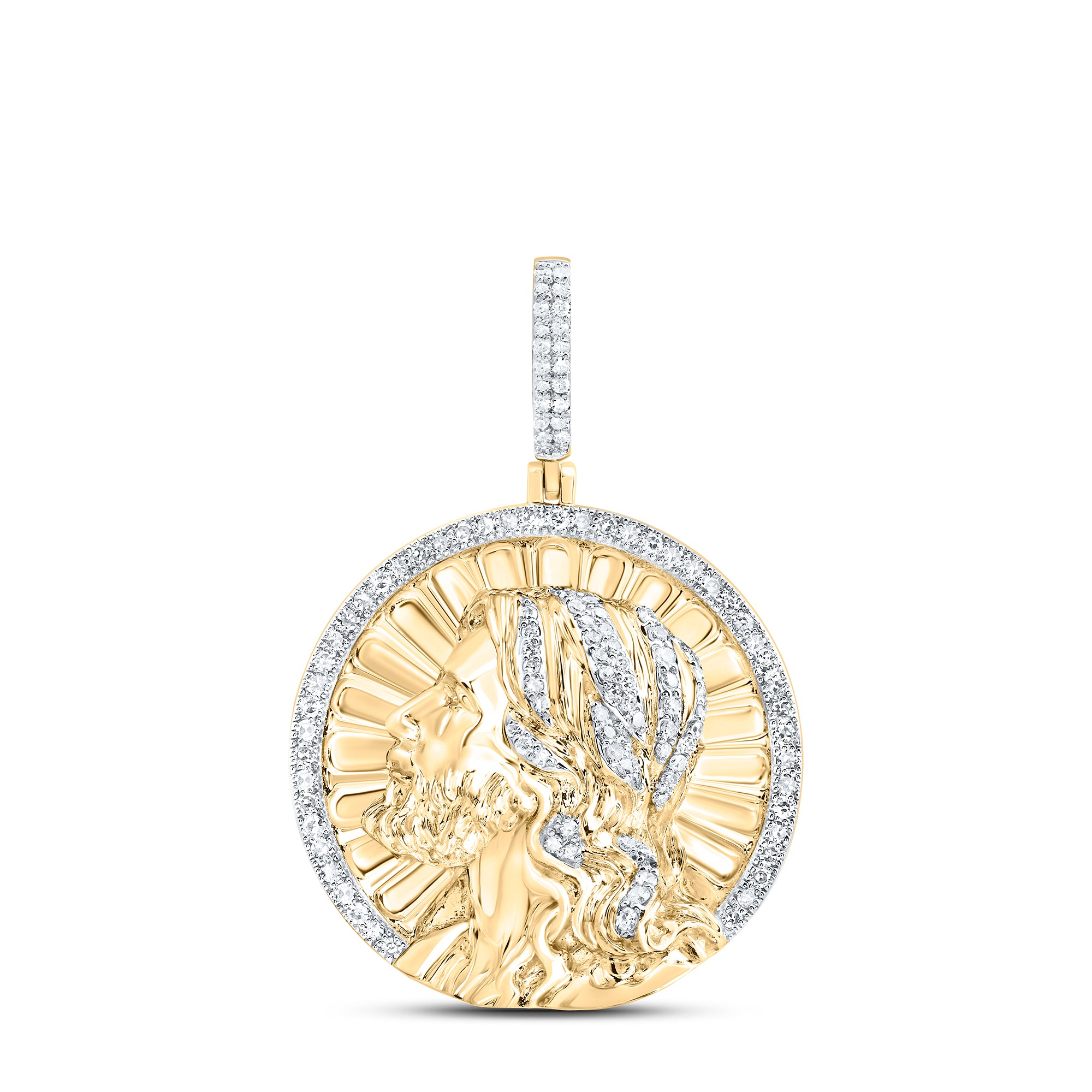 10Kt Gold 1/2Ctw-Dia Nk Jesus Mens Charm