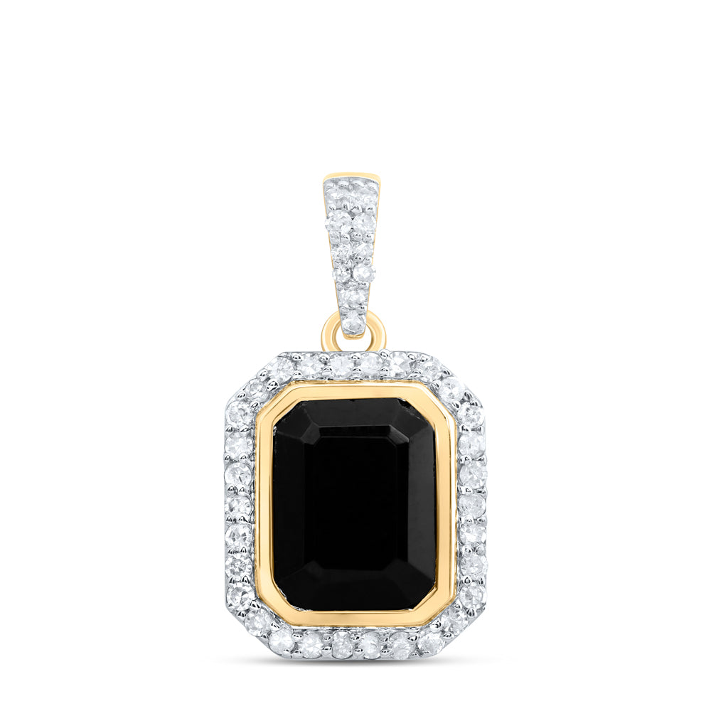 1/4Ctw-Dia P1 9X7 Mm Emerald Onyx Black Pendant (1.047 grams)