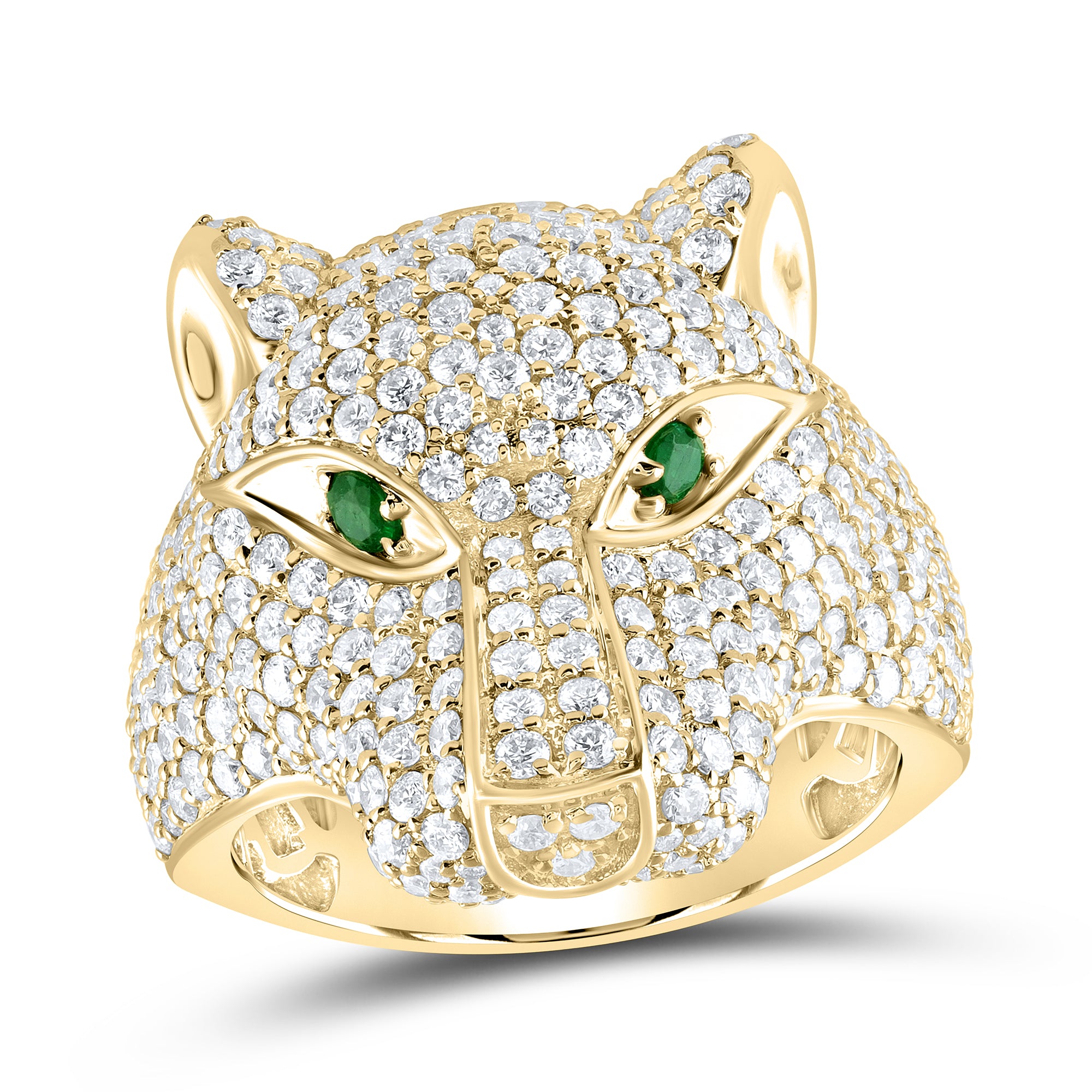 3Ctw-Dia Ana M 0.12Ct-Em-Rd Ladies Leopard Ring (10.49 grams)