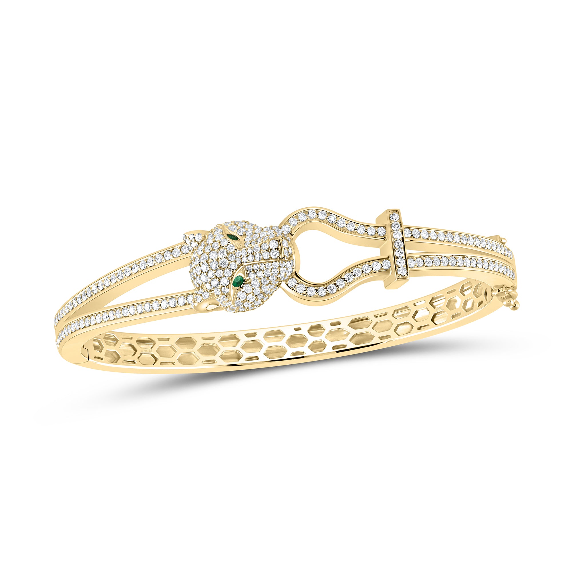 14Kt Gold 2 Ctw-Diamond Ana M 0.05Ct-Em-Rd Ladies Leopard Bangle(48X60 Mm)
