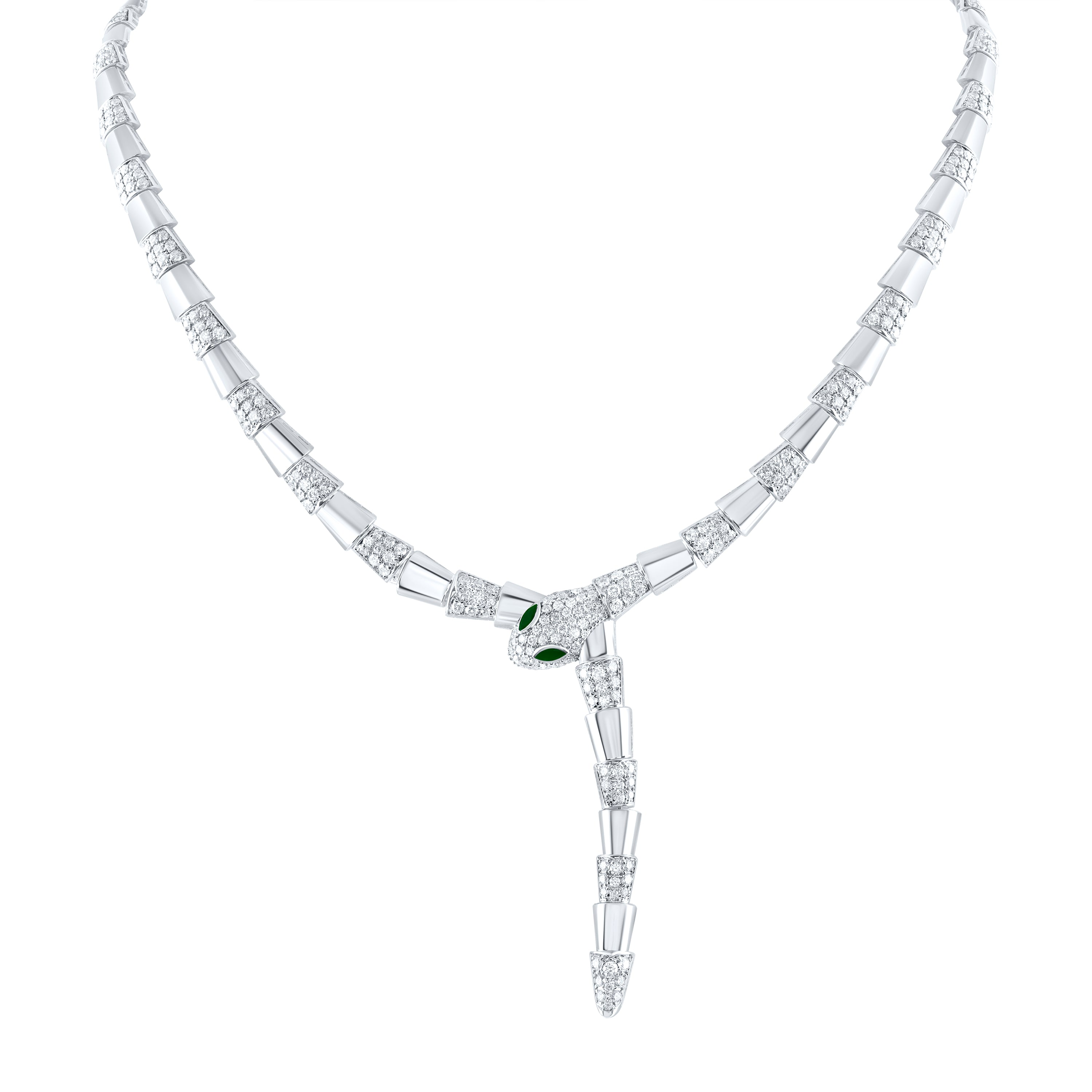 18Kt Gold 5 5/8Ctw-Diamond Ana M 1/5Ct- Mq-Em Nat Gem Snake Necklace (16 Inch)