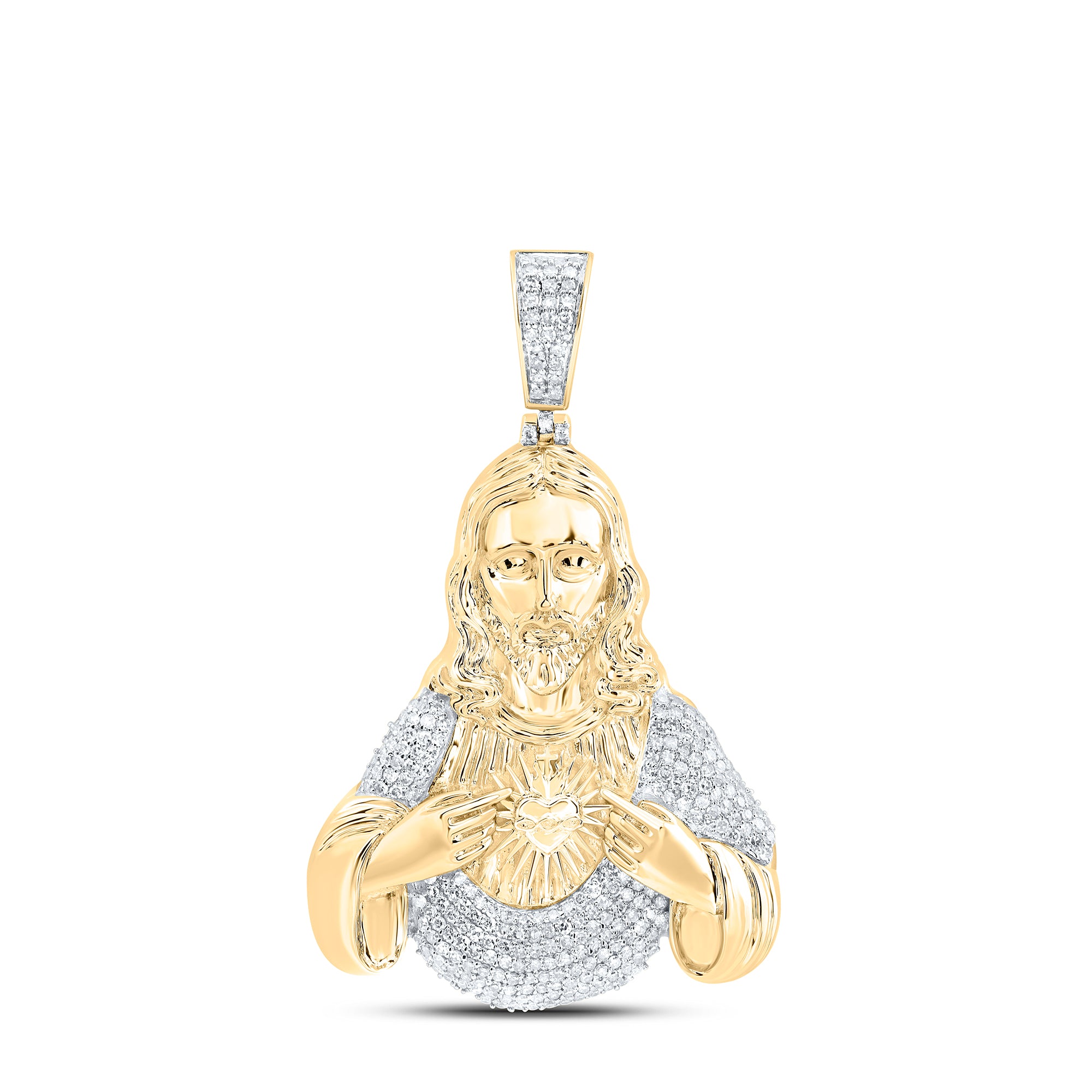 10Kt Gold 1Ctw-Dia Nk Jesus Mens Charm