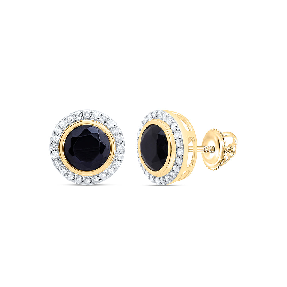 10Kt Gold 1/4Ctw-Dia P1 6 Mm Round Onyx Black Earring