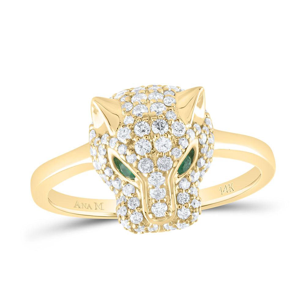 5/8Ctw-Dia Ana M 1/20Ctw Rd-Em Nat Gem Ladies Leopard Ring (3.8 grams)