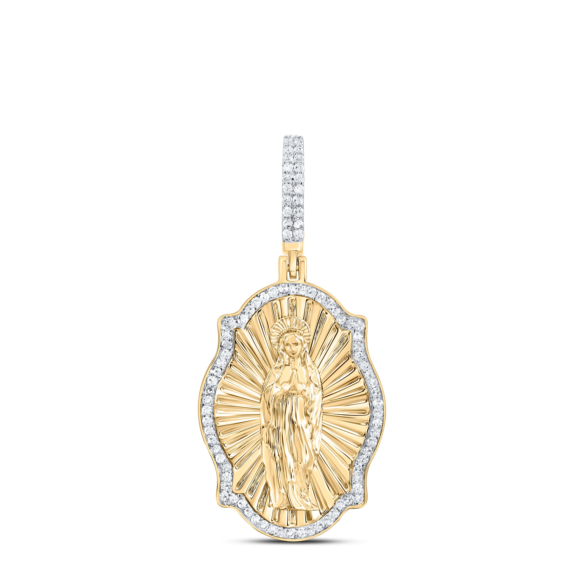 10Kt Gold 3/8Ctw-Dia Nk Virgin Prayer Mens Charm