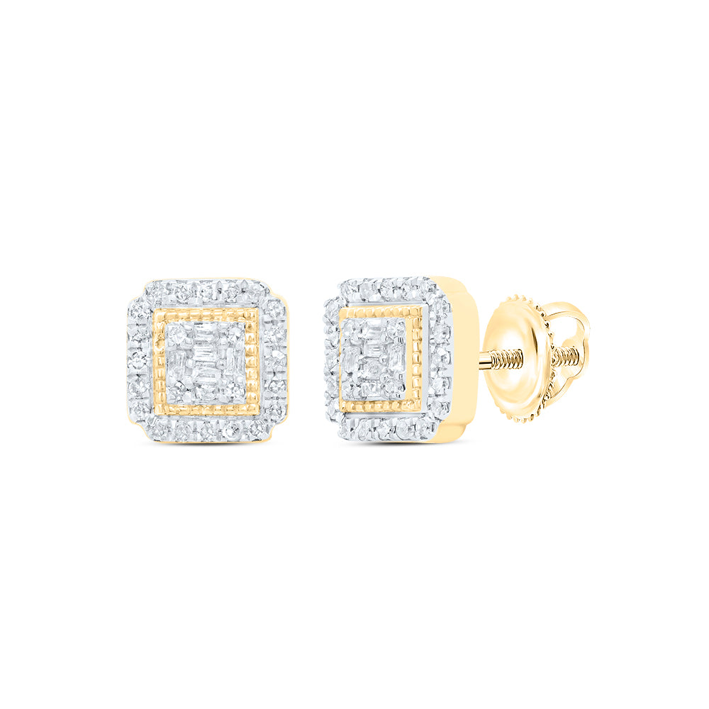 10Kt Gold 1/5Ctw-Dia P1 Gift Square Baguette Earring