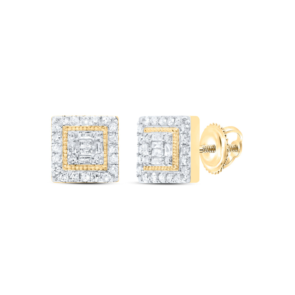 10Kt Gold 1/2Ctw-Dia P1 Gift Square Baguette Earring