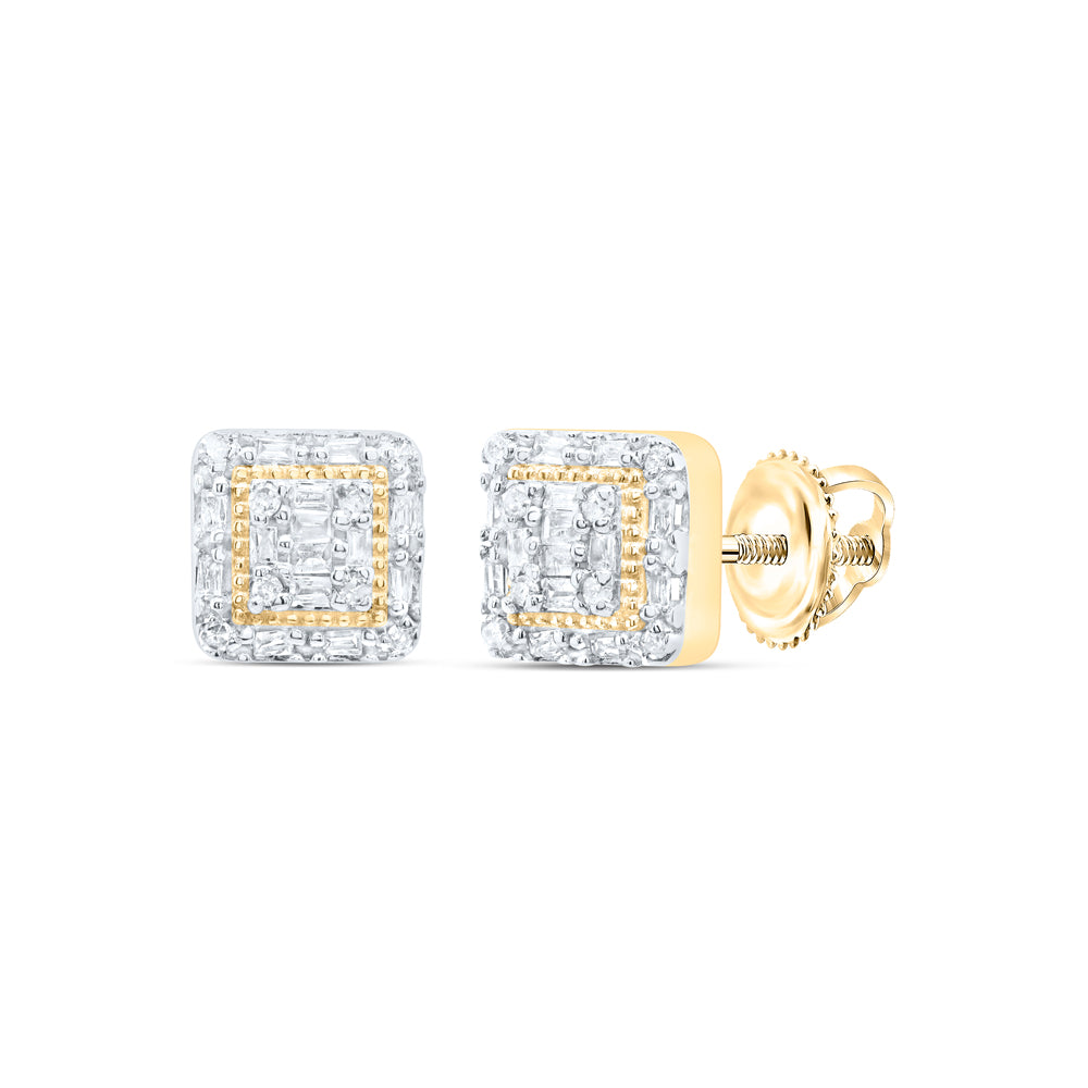 10Kt Gold 1/6Ctw-Dia P1 Gift Square Baguette Earring
