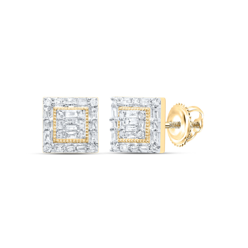 10Kt Gold 1/2Ctw-Dia P1 Gift Square Baguette Earring