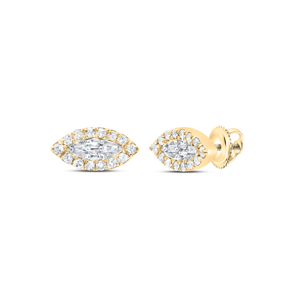 10Kt Gold 1/4Ctw-Dia P1 Gift Marquise Baguette Earring