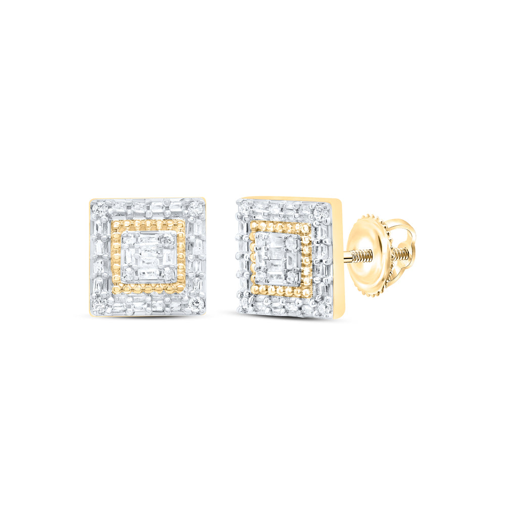 10Kt Gold 1/2Ctw-Dia P1 Gift Square Baguette Earring