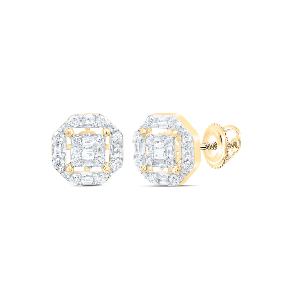 10Kt Gold 5/8Ctw-Dia P1 Gift Octagen Baguette Earring