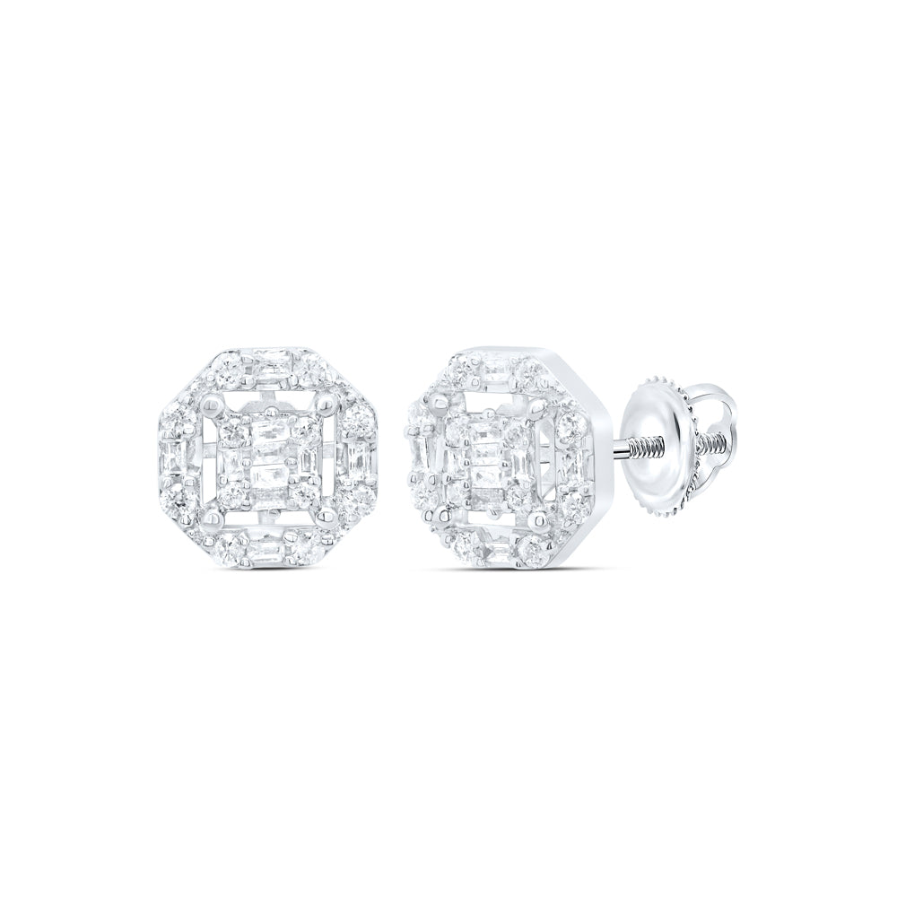 10Kt Gold 5/8Ctw-Dia P1 Gift Octagen Baguette Earring